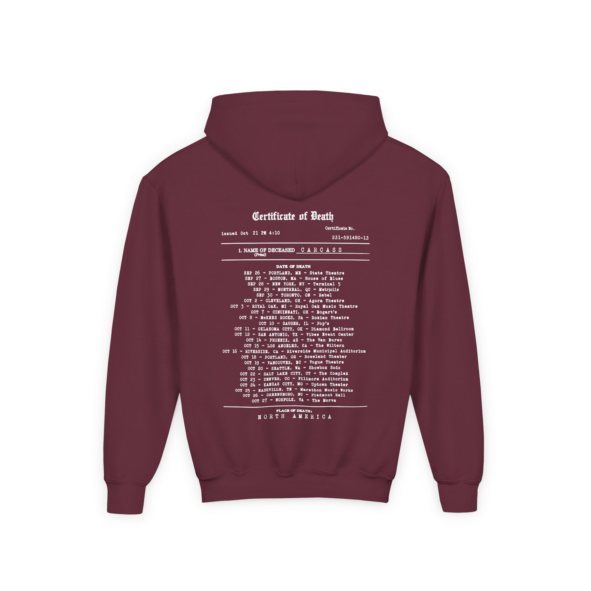 Youth Carcass Certificate of Death Heavy Blend Hooded Sweatshirt - Image 4