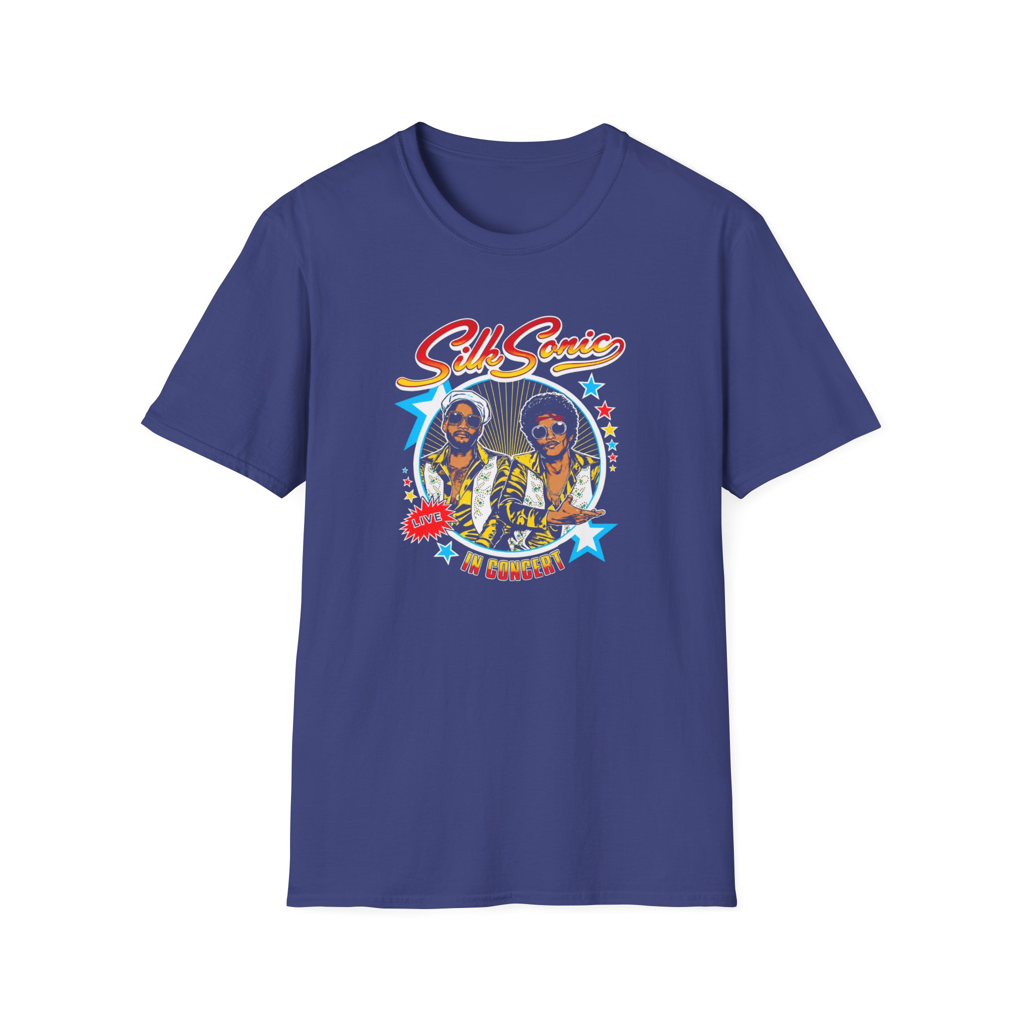 Bruno Mars Silk Sonic in Concert Unisex Softstyle T-Shirt - Image 9
