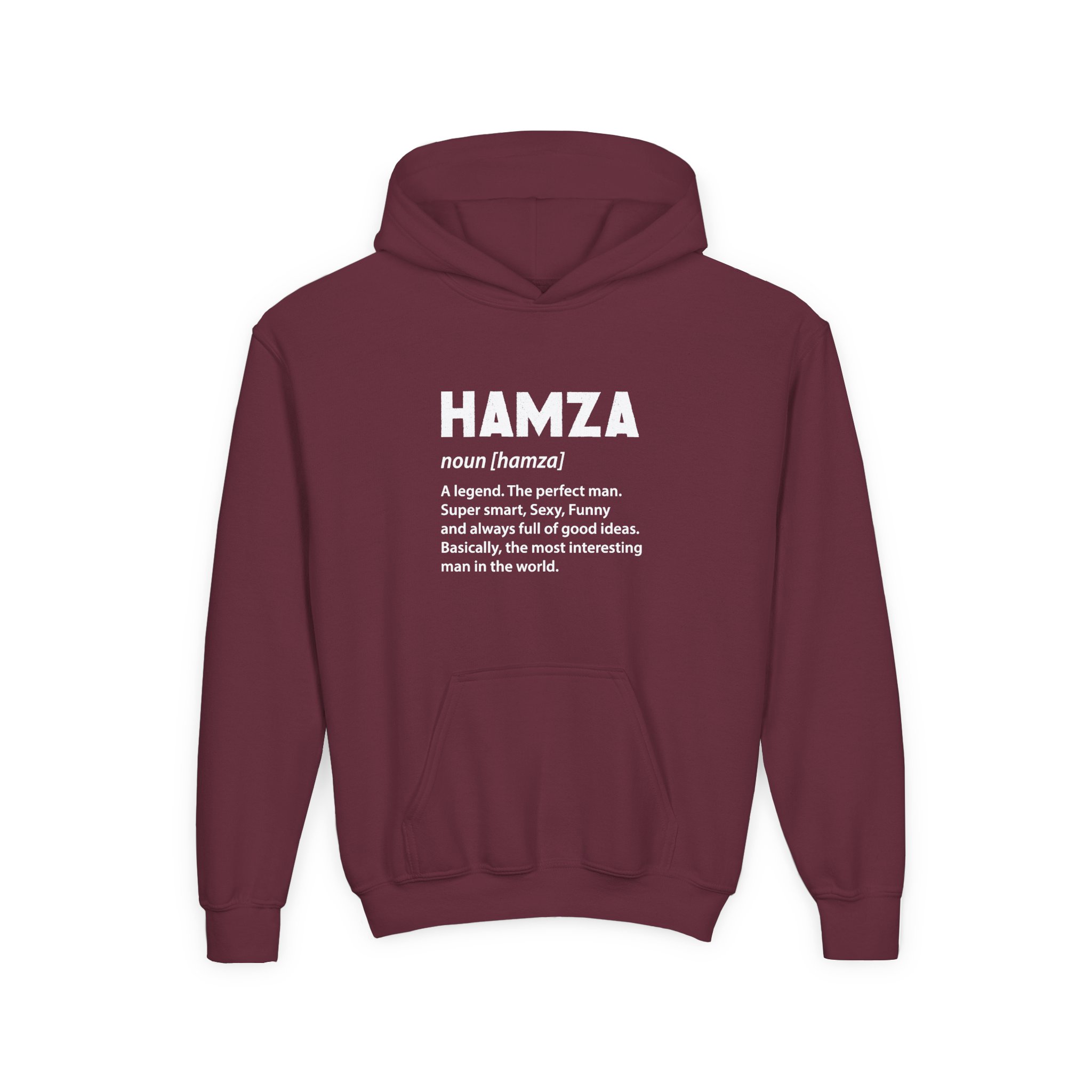 Hamza Name Youth Heavy Blend Hooded Sweatshirt - Image 5