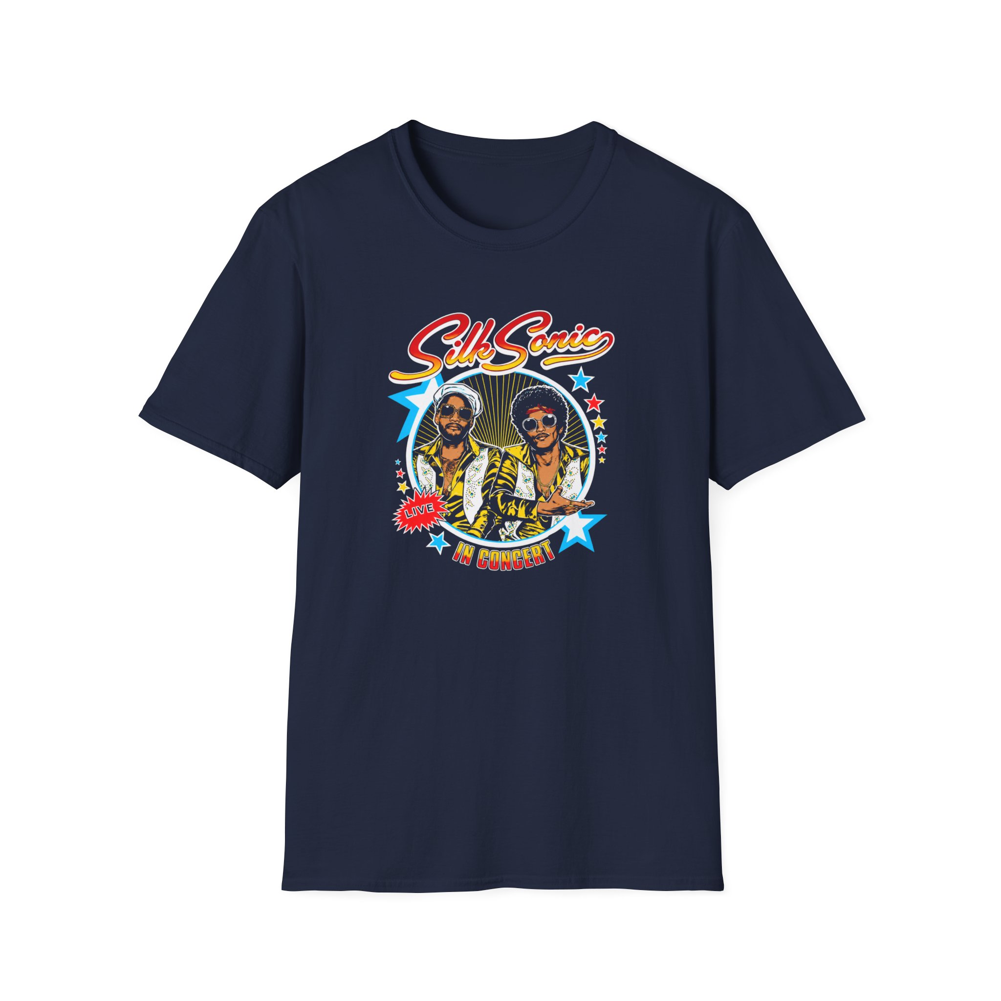 Bruno Mars Silk Sonic in Concert Unisex Softstyle T-Shirt - Image 11