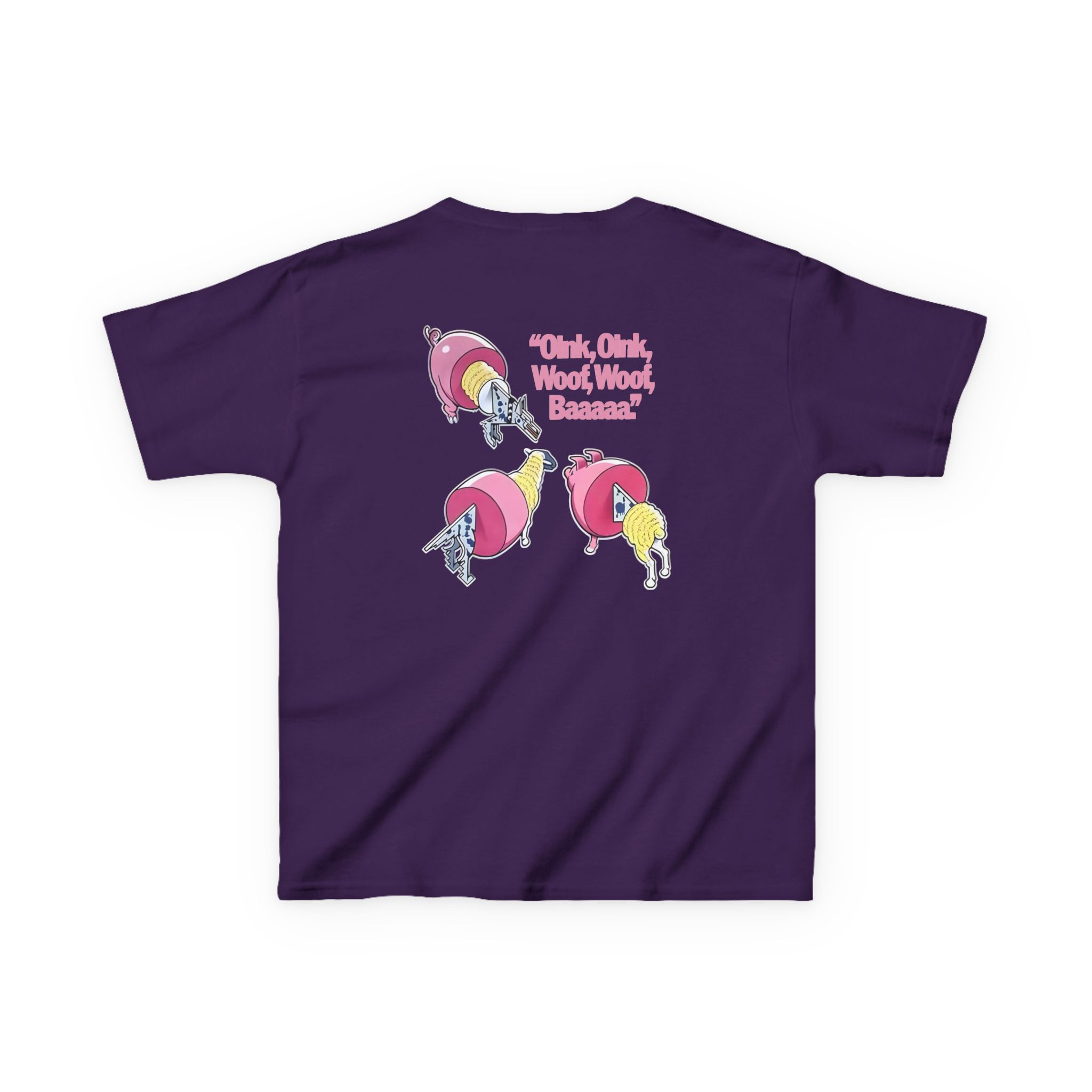 Pink Floyd Animals Oink Oink Kids Pink Retro Cartoon Graphic Tee - Image 14