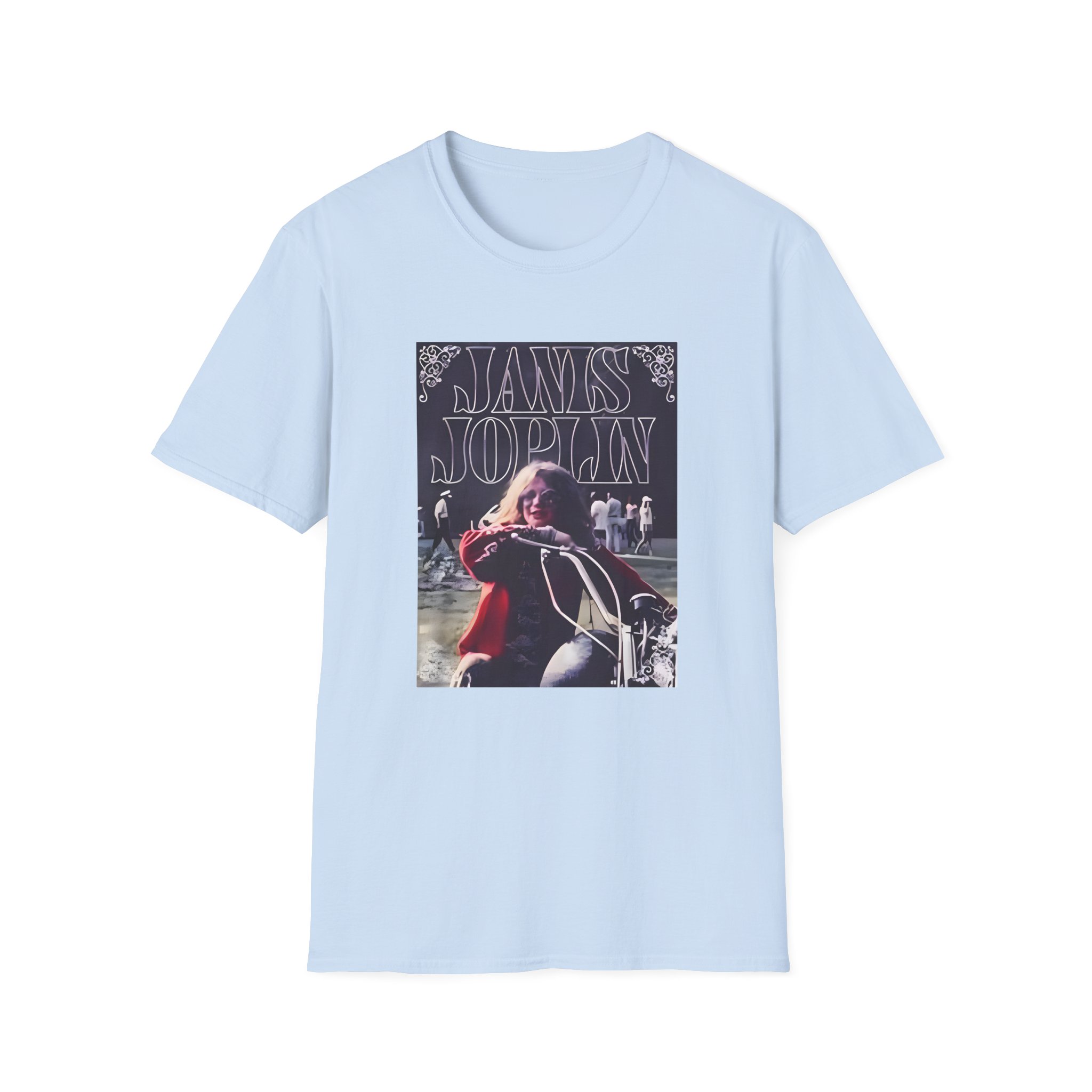 Janis Joplin Greatest Hits Motorcycle Cover Unisex Softstyle T-Shirt - Image 19