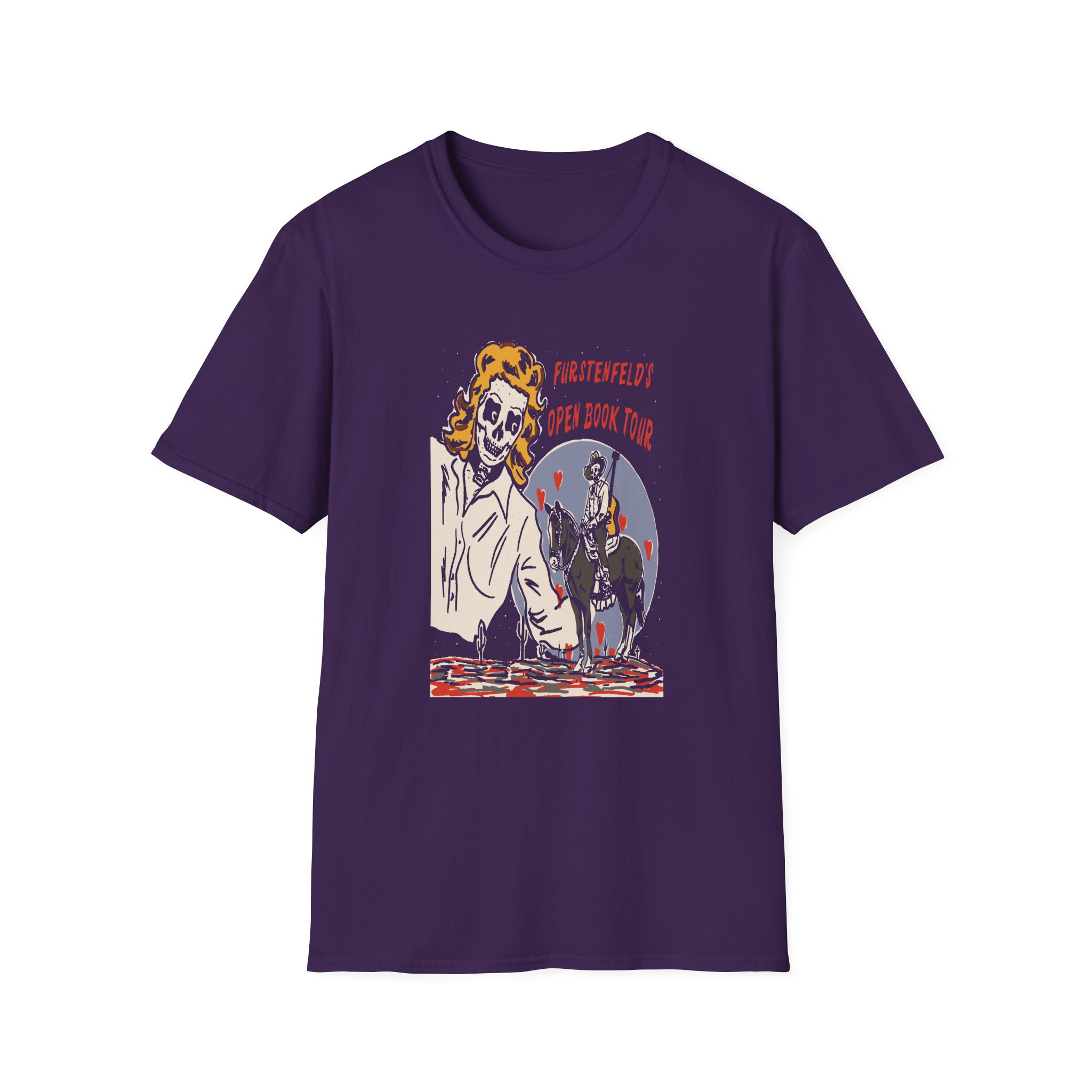 Blue October Open Book Skeleton Cowboy Unisex Softstyle T-Shirt - Image 9