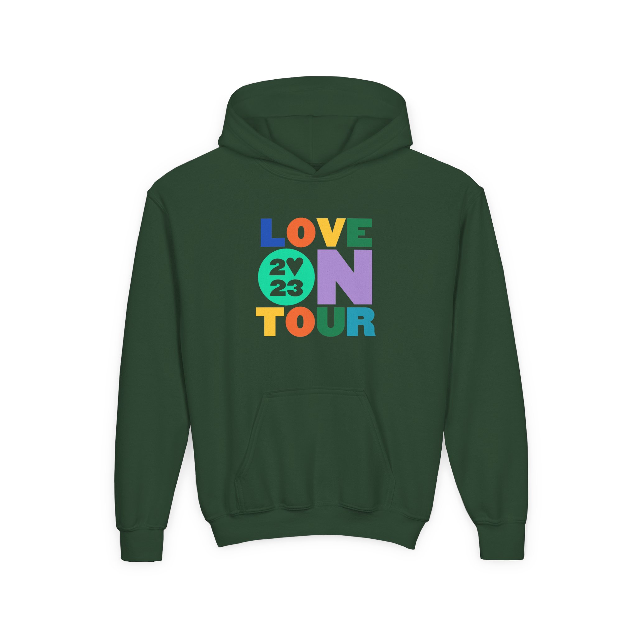 Love on Tour 2023 Youth Heavy Blend Hooded Sweatshirt - Image 5