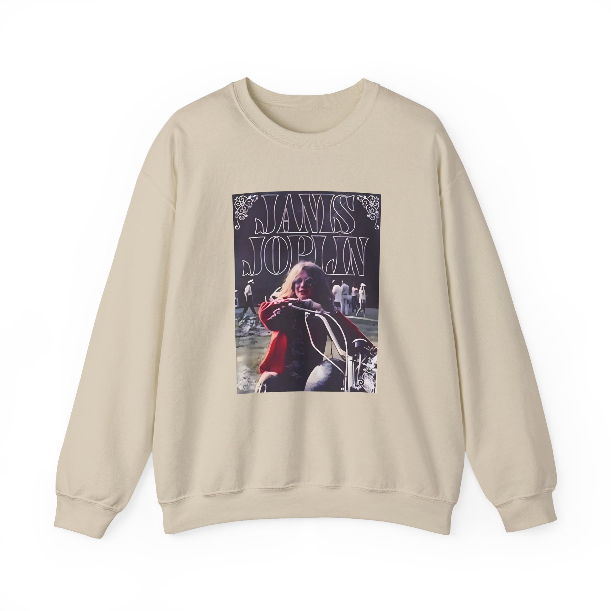Janis Joplin Greatest Hits Motorcycle Cover Unisex Heavy Blend™ Crewneck Sweatshirt - Image 7
