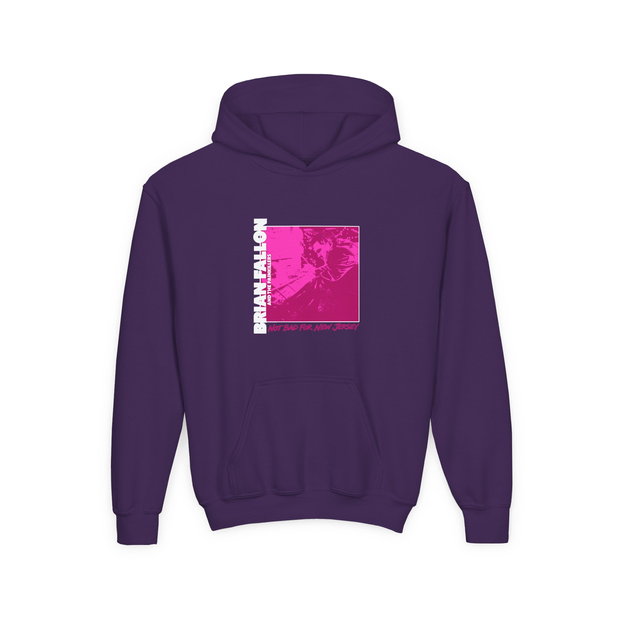 Brian Fallon Not Bad Pink Graphic Youth Heavy Blend Hooded Sweatshirt - Image 7