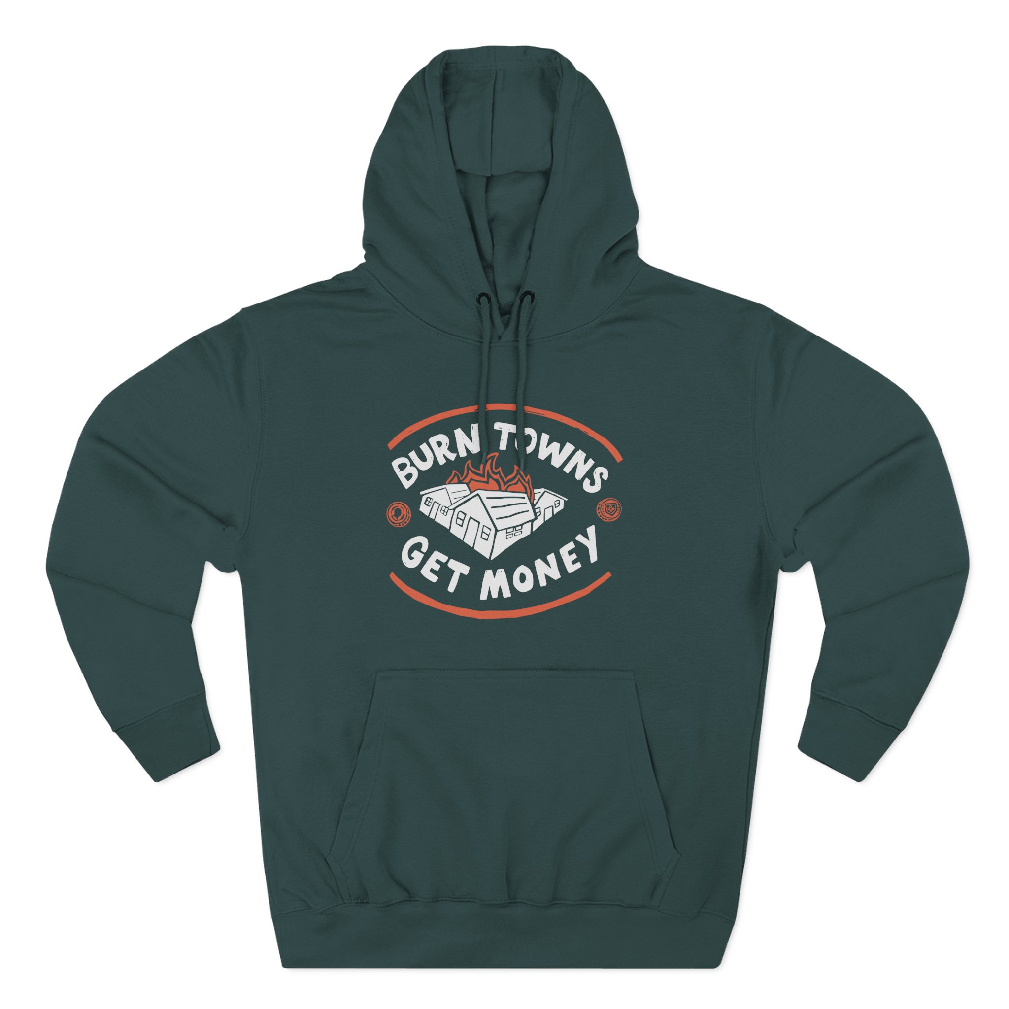 Dropout Burn Towns Get Money Three-Panel Fleece Hoodie - Image 5