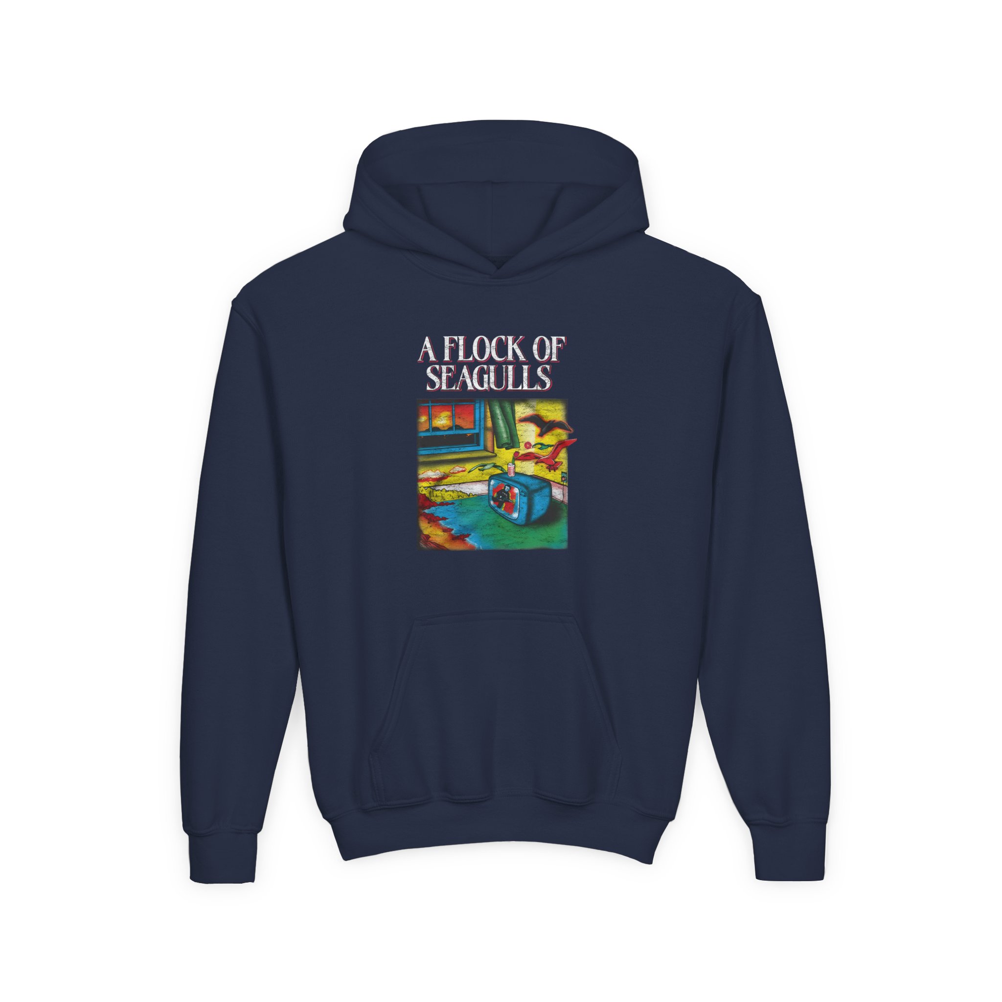A Flock of Seagulls I Ran Tour Youth Heavy Blend Hooded Sweatshirt - Image 7