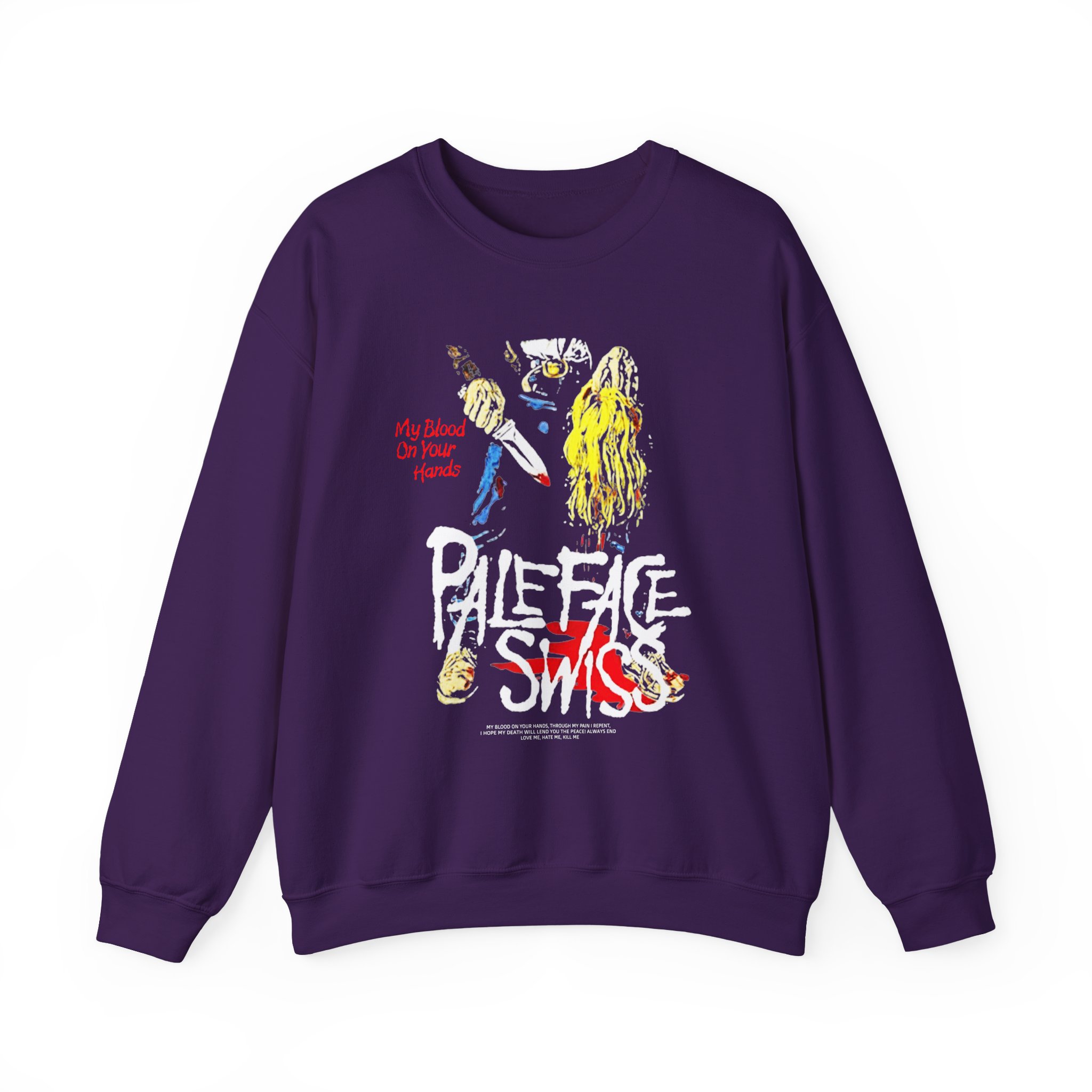 Paleface Swiss My Blood on Your Hands Washed Out Unisex Heavy Blend™ Crewneck Sweatshirt - Image 11