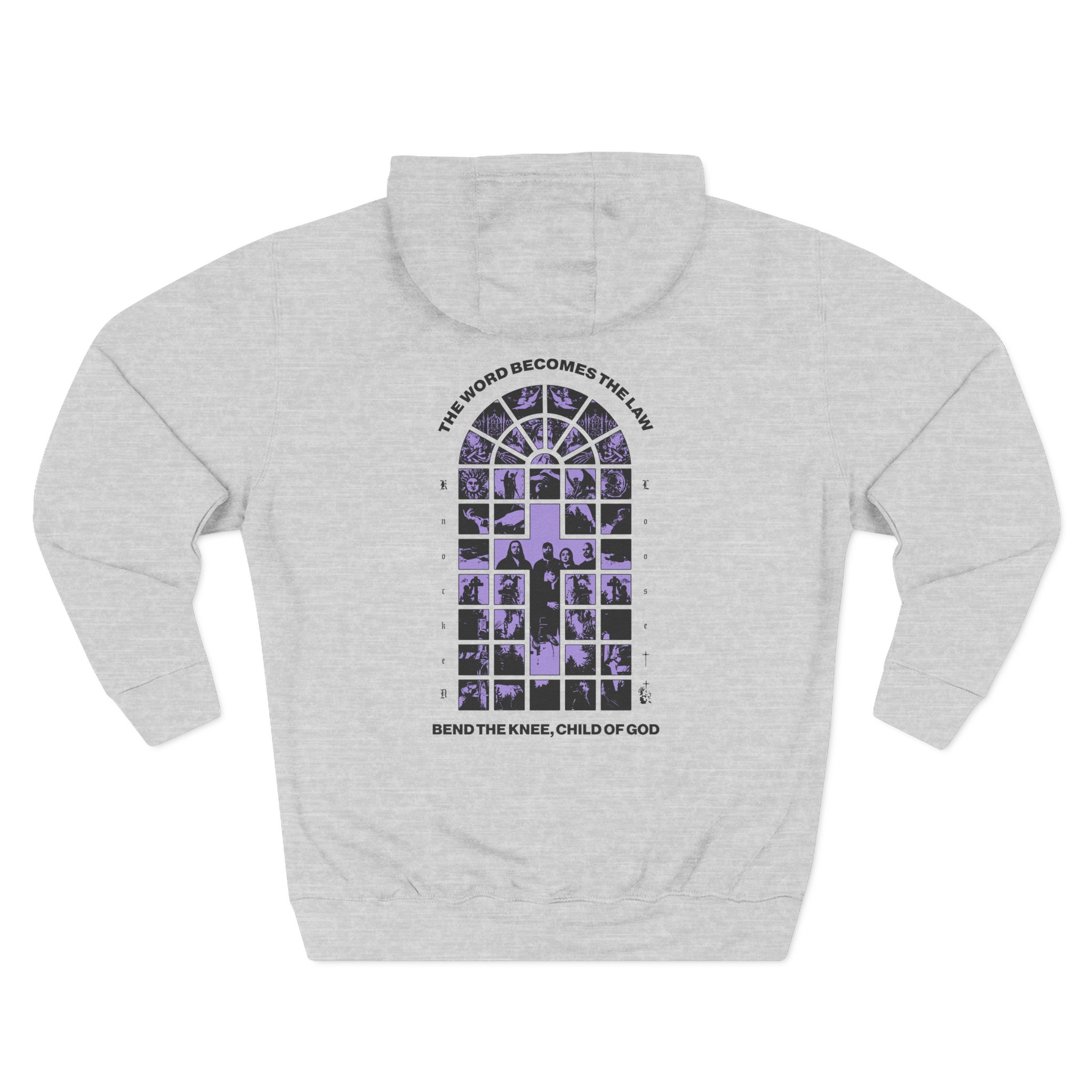 Knocked Loose Purple Cross Three-Panel Fleece Hoodie - Image 4