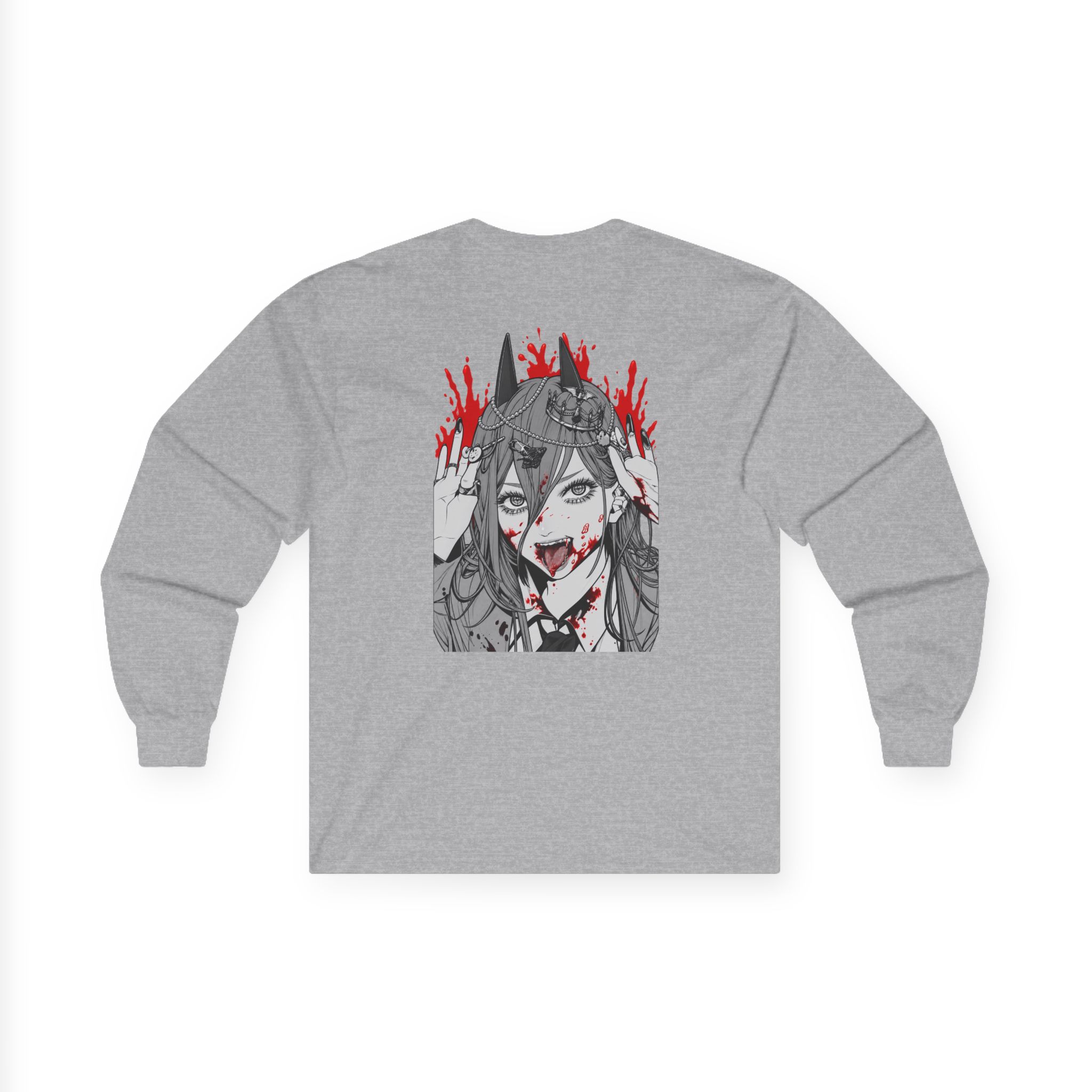 Chainsaw Man Power Grey Melange Unisex Ultra Cotton Long Sleeve Tee - Image 2
