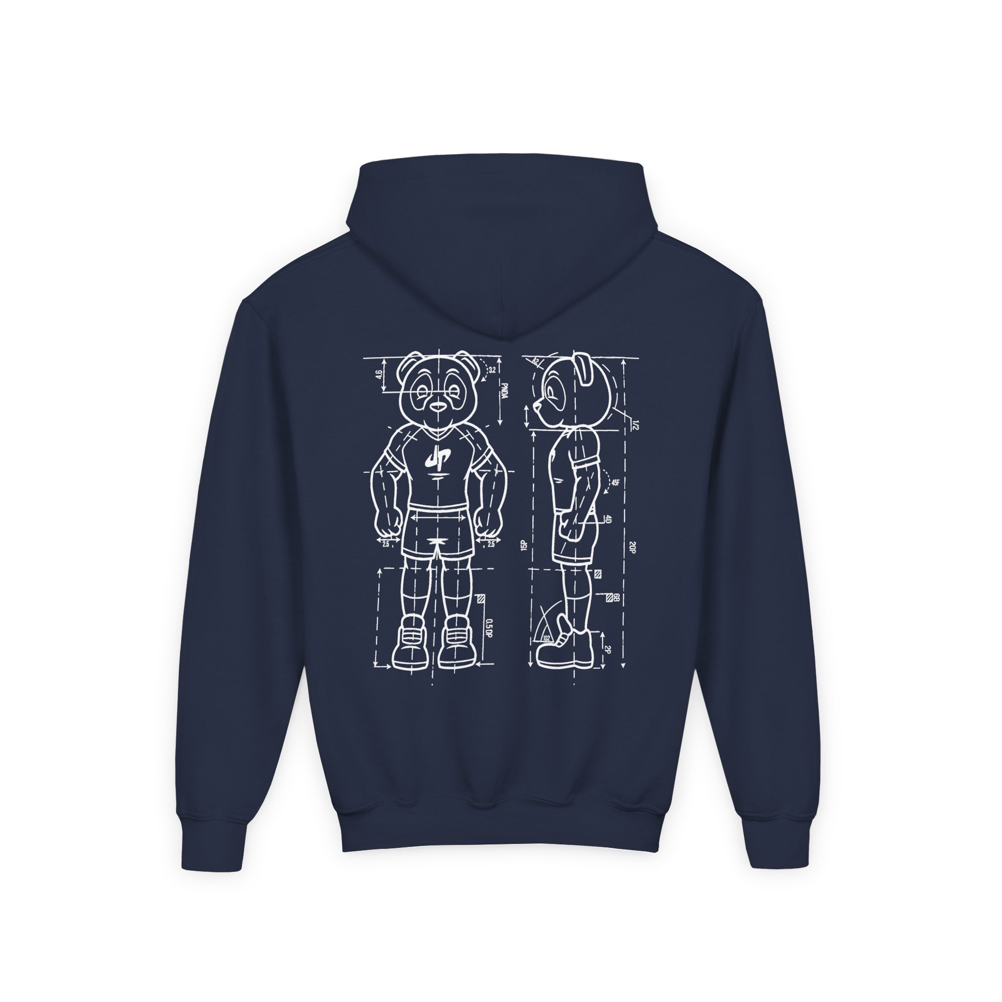 Dude Perfect Blueprint Panda Youth Heavy Blend Hooded Sweatshirt - Image 14