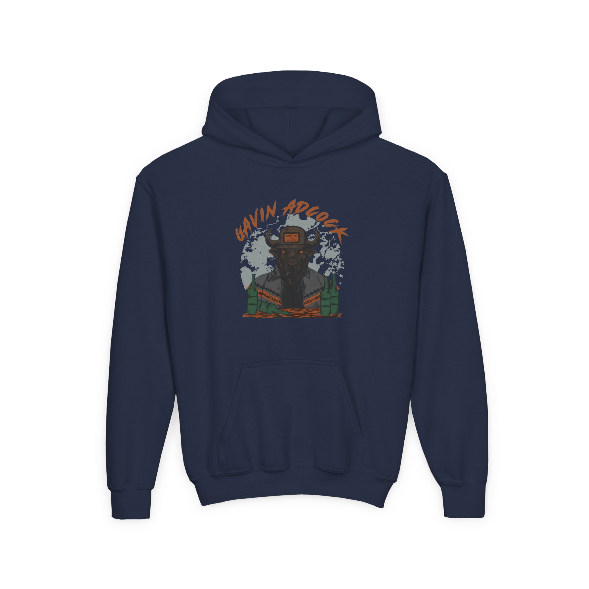 Gavin Adcock Graphite Bull Youth Heavy Blend Hooded Sweatshirt - Image 3
