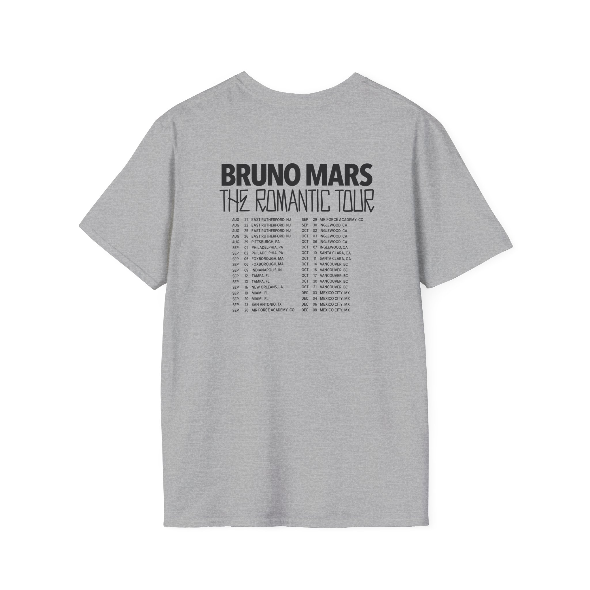Bruno Mars the Romantic Tour Unisex Softstyle T-Shirt - Image 8
