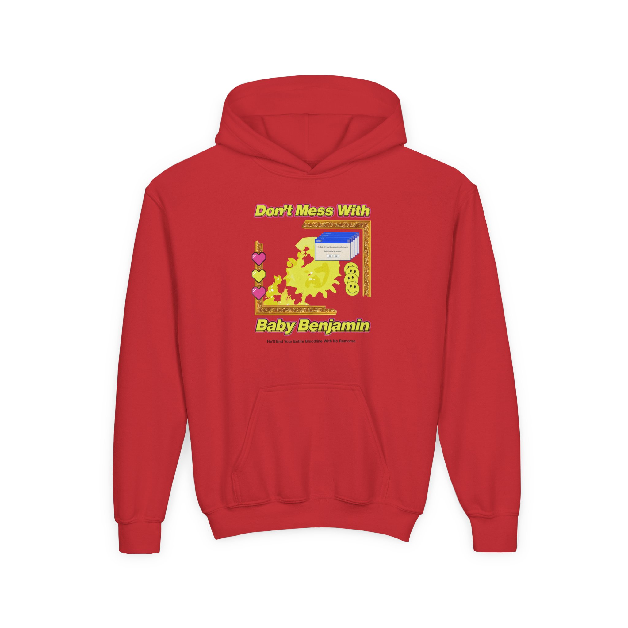 Garrett Watts Don't Mess With Baby Benjamin Youth Heavy Blend Hooded Sweatshirt - Image 17