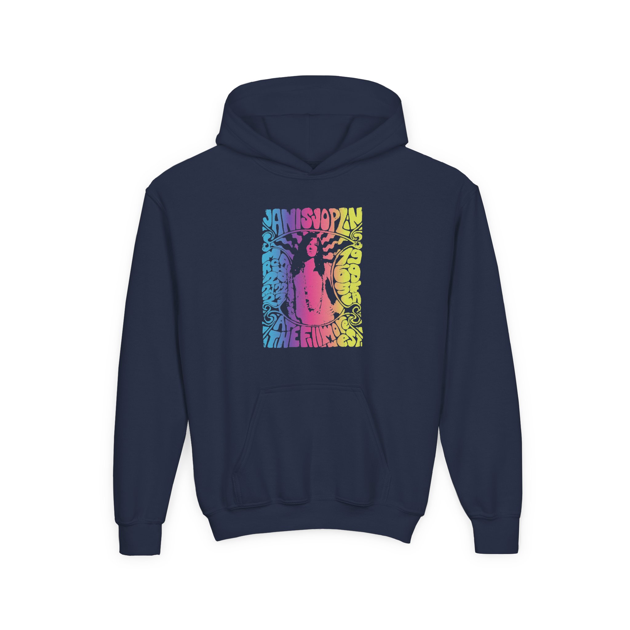 Janis Joplin at the Filmore Youth Heavy Blend Hooded Sweatshirt - Image 3