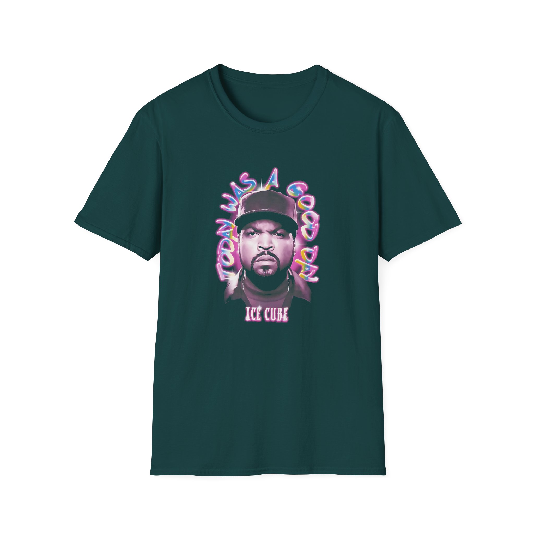 Ice Cube Airbrush Portrait Unisex Softstyle T-Shirt - Image 7