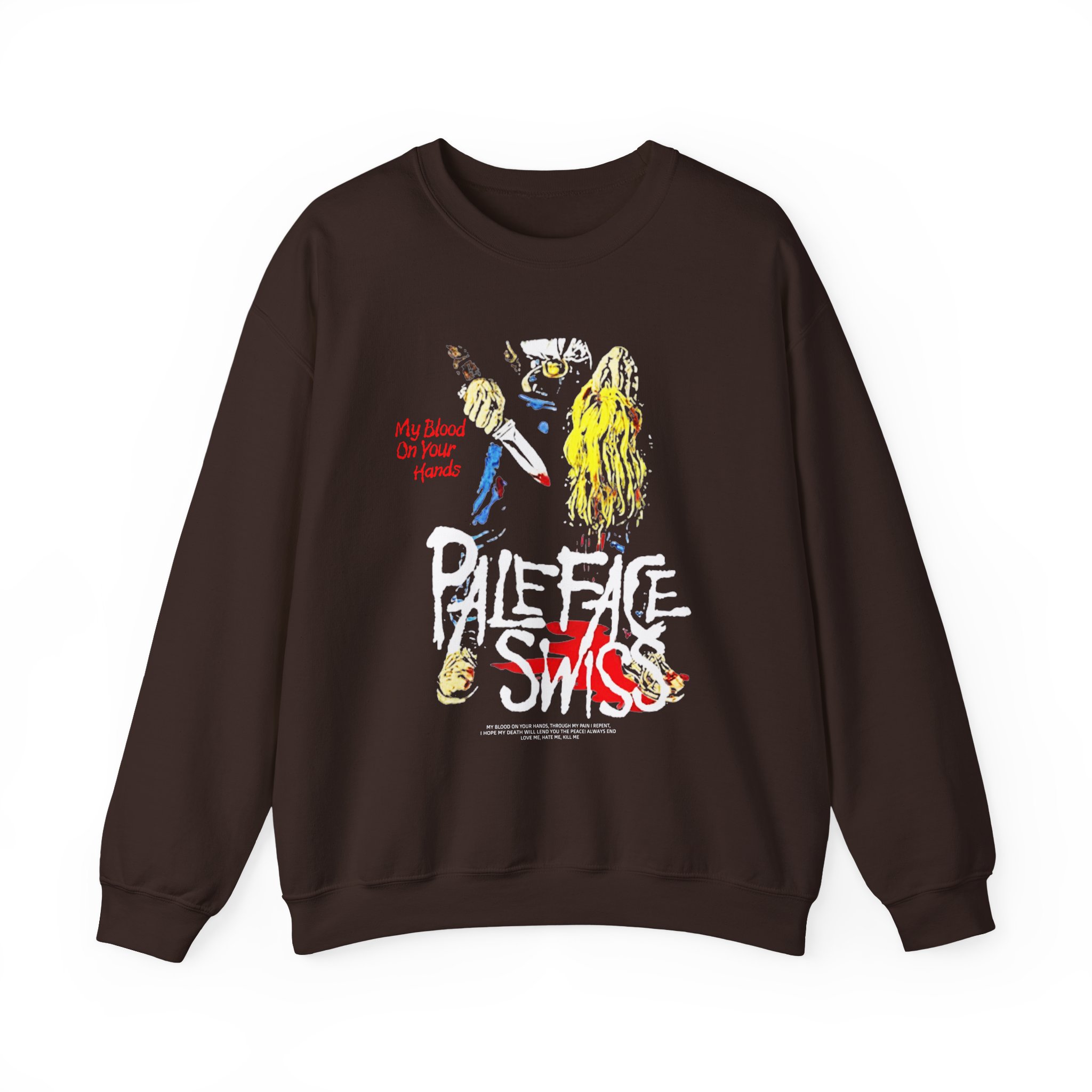 Paleface Swiss My Blood on Your Hands Washed Out Unisex Heavy Blend™ Crewneck Sweatshirt - Image 5