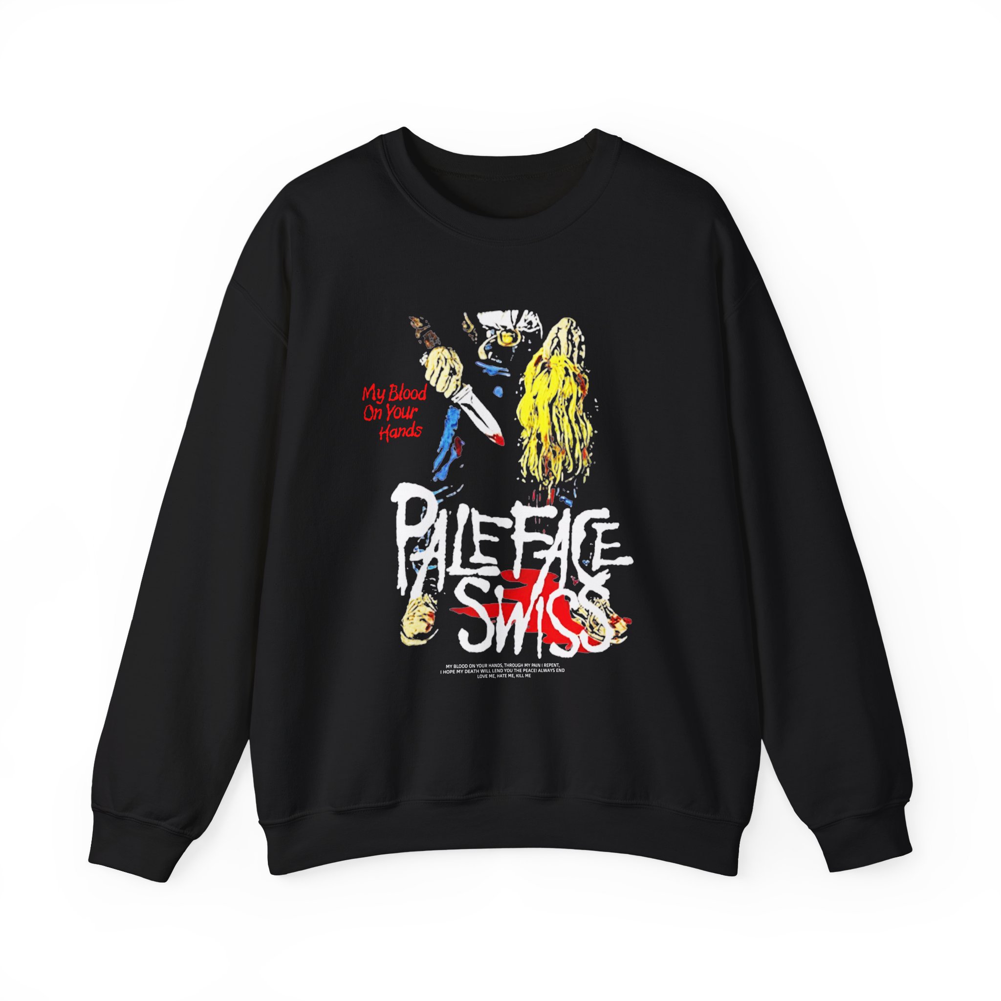 Paleface Swiss My Blood on Your Hands Washed Out Unisex Heavy Blend™ Crewneck Sweatshirt