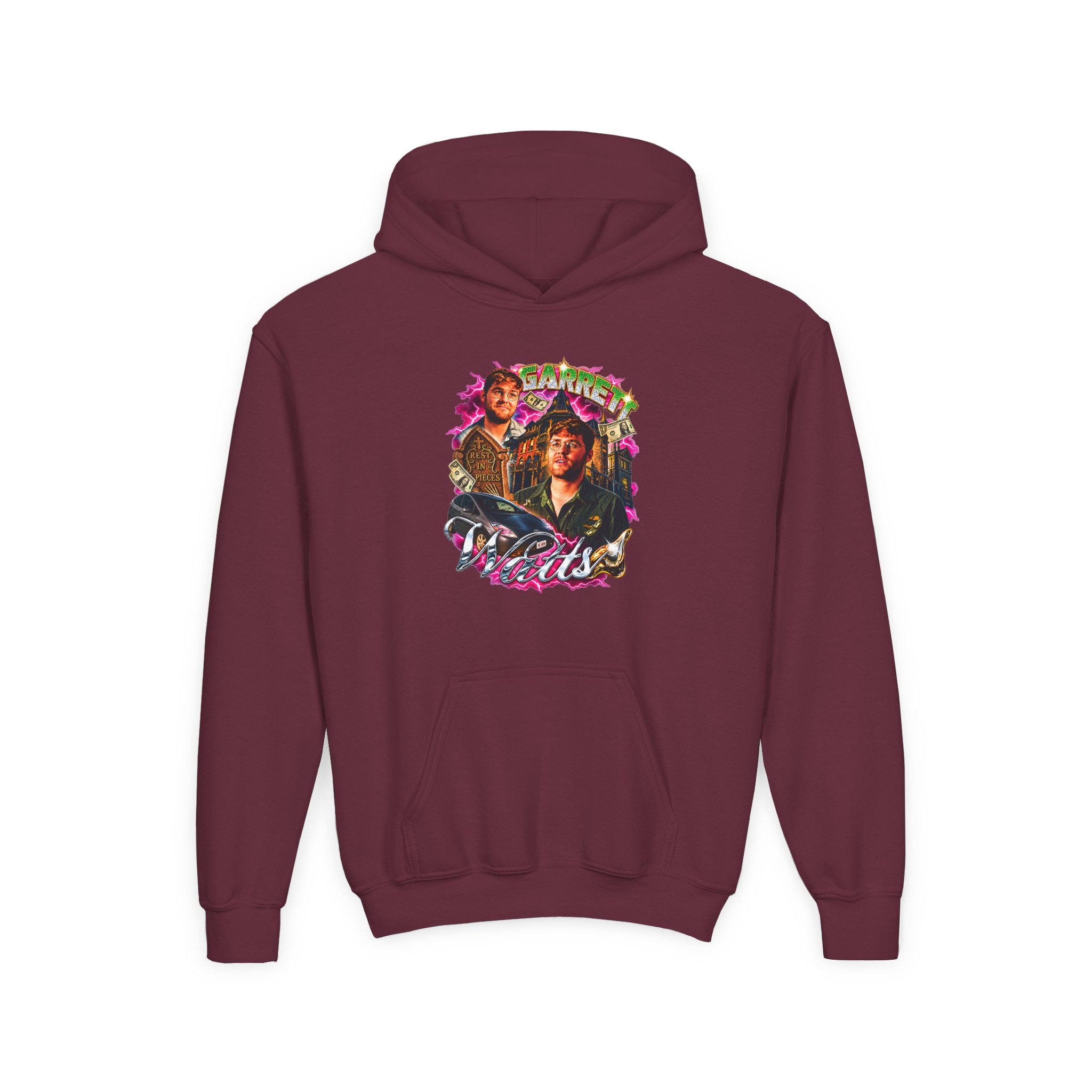 Garrett Watts Bootleg 90's Rap Youth Heavy Blend Hooded Sweatshirt - Image 3
