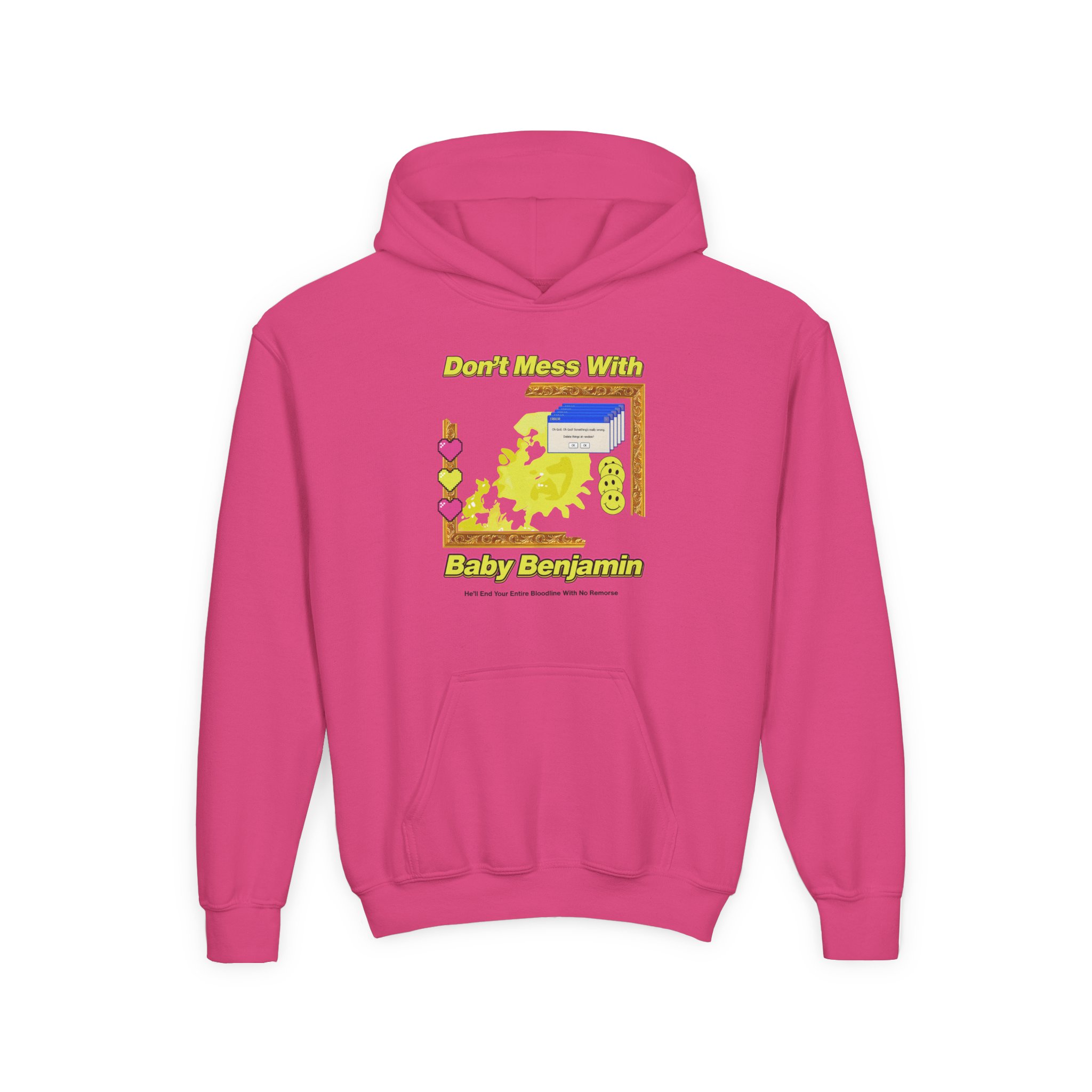 Garrett Watts Don't Mess With Baby Benjamin Youth Heavy Blend Hooded Sweatshirt - Image 15