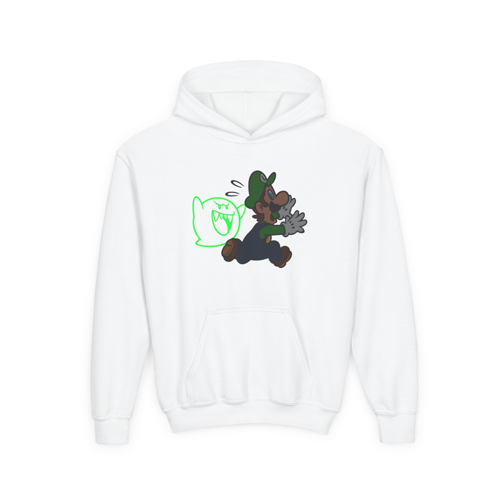 NTD Luigi™ and Boo Youth Heavy Blend Hooded Sweatshirt - Image 3