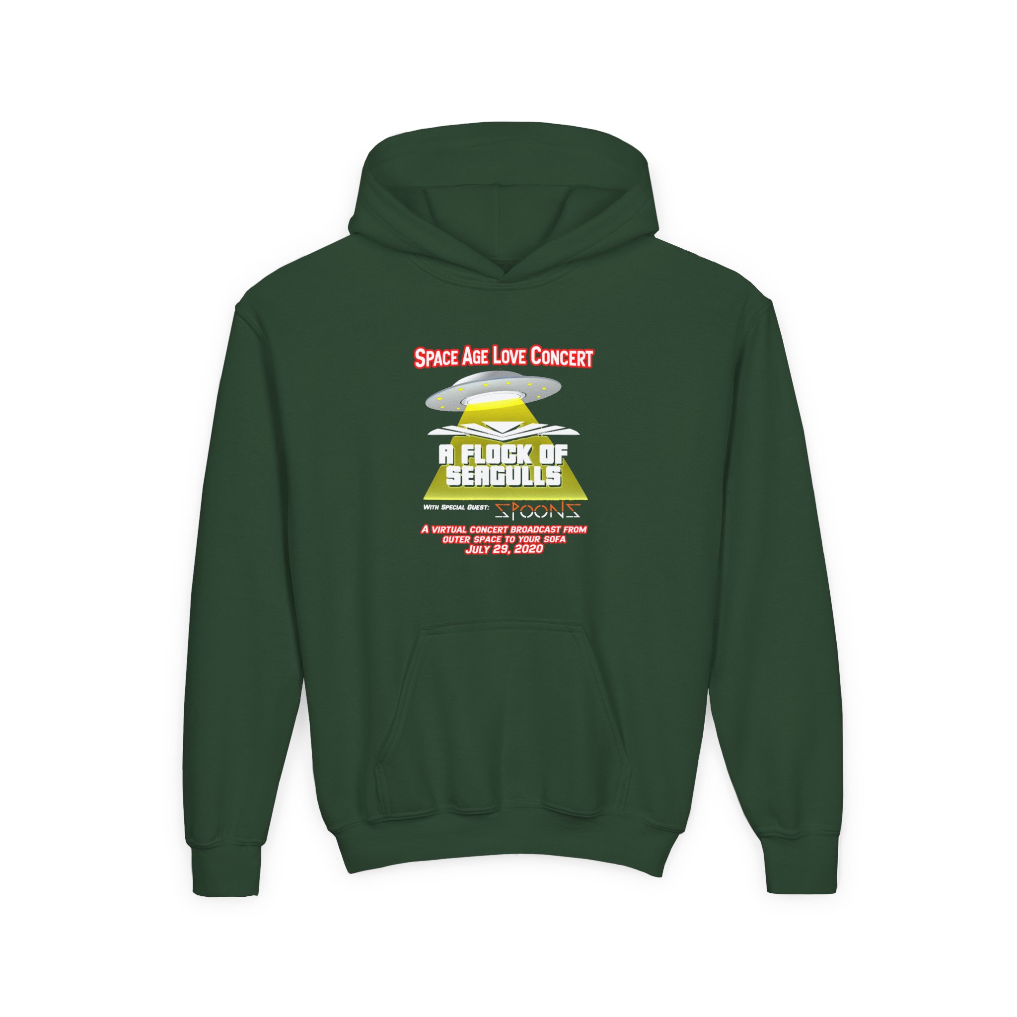 A Flock of Seagulls Space Age Love Concert Youth Heavy Blend Hooded Sweatshirt - Image 3