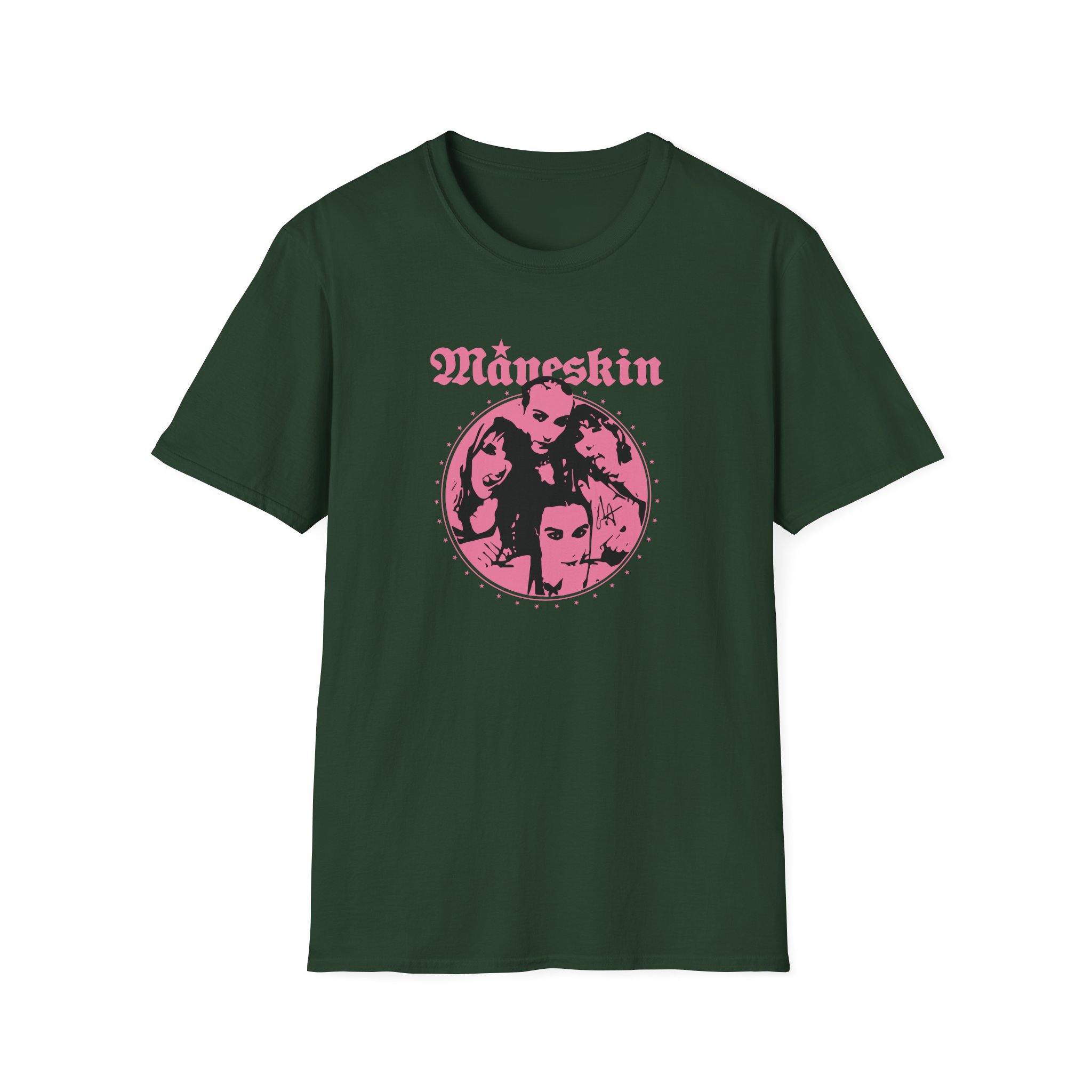 Maneskin Pink Fisheye Band Unisex Softstyle T-Shirt - Image 7