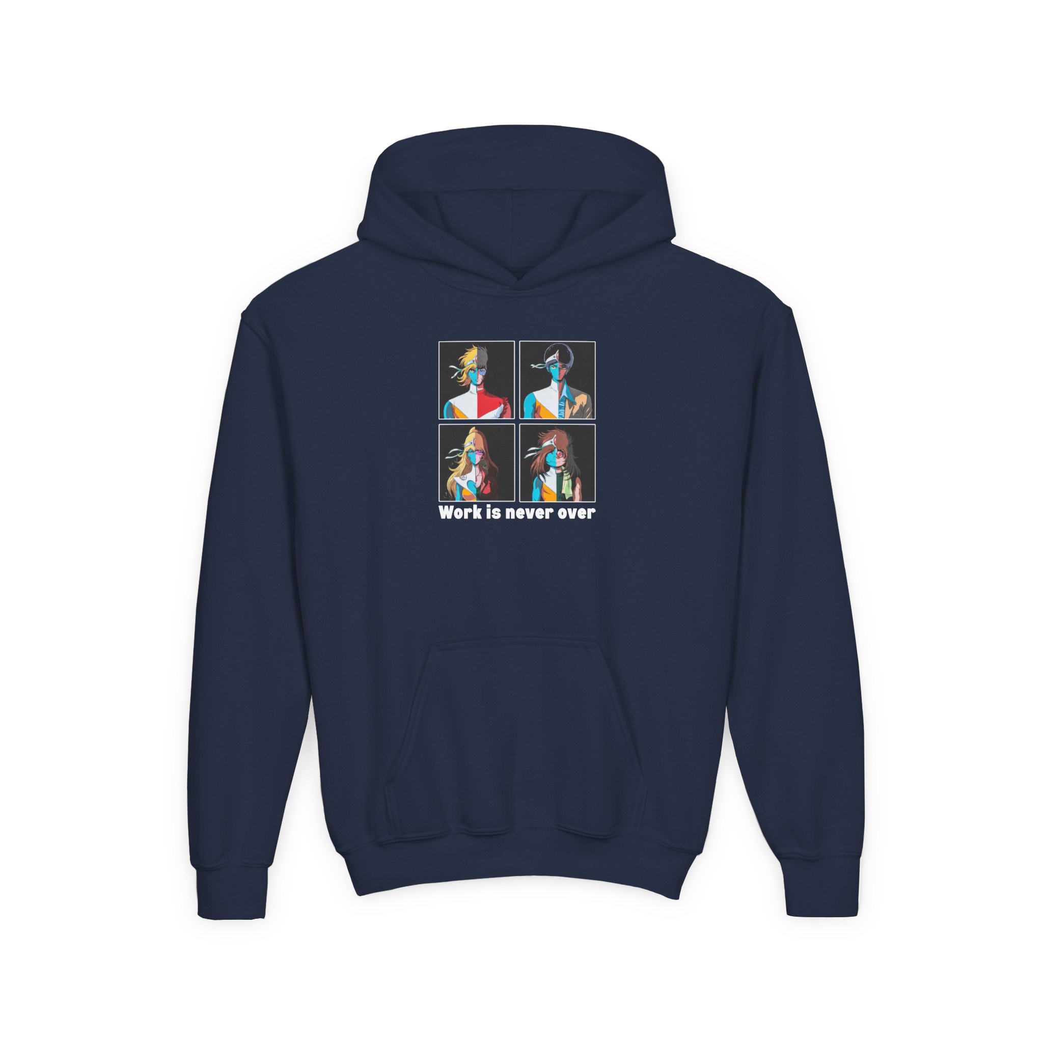 Daft Punk Work is never over Youth Heavy Blend Hooded Sweatshirt - Image 13