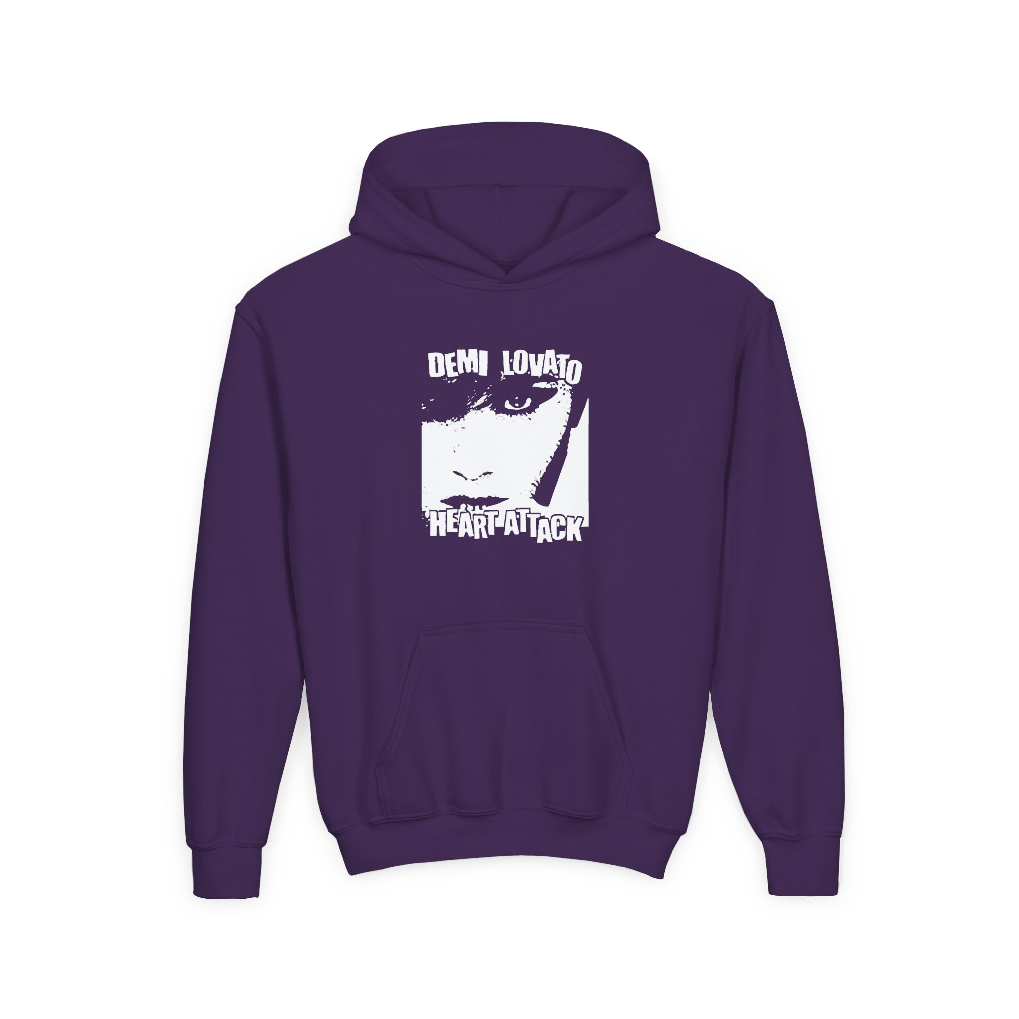 D L Heart Attack Anniversary Youth Heavy Blend Hooded Sweatshirt - Image 9