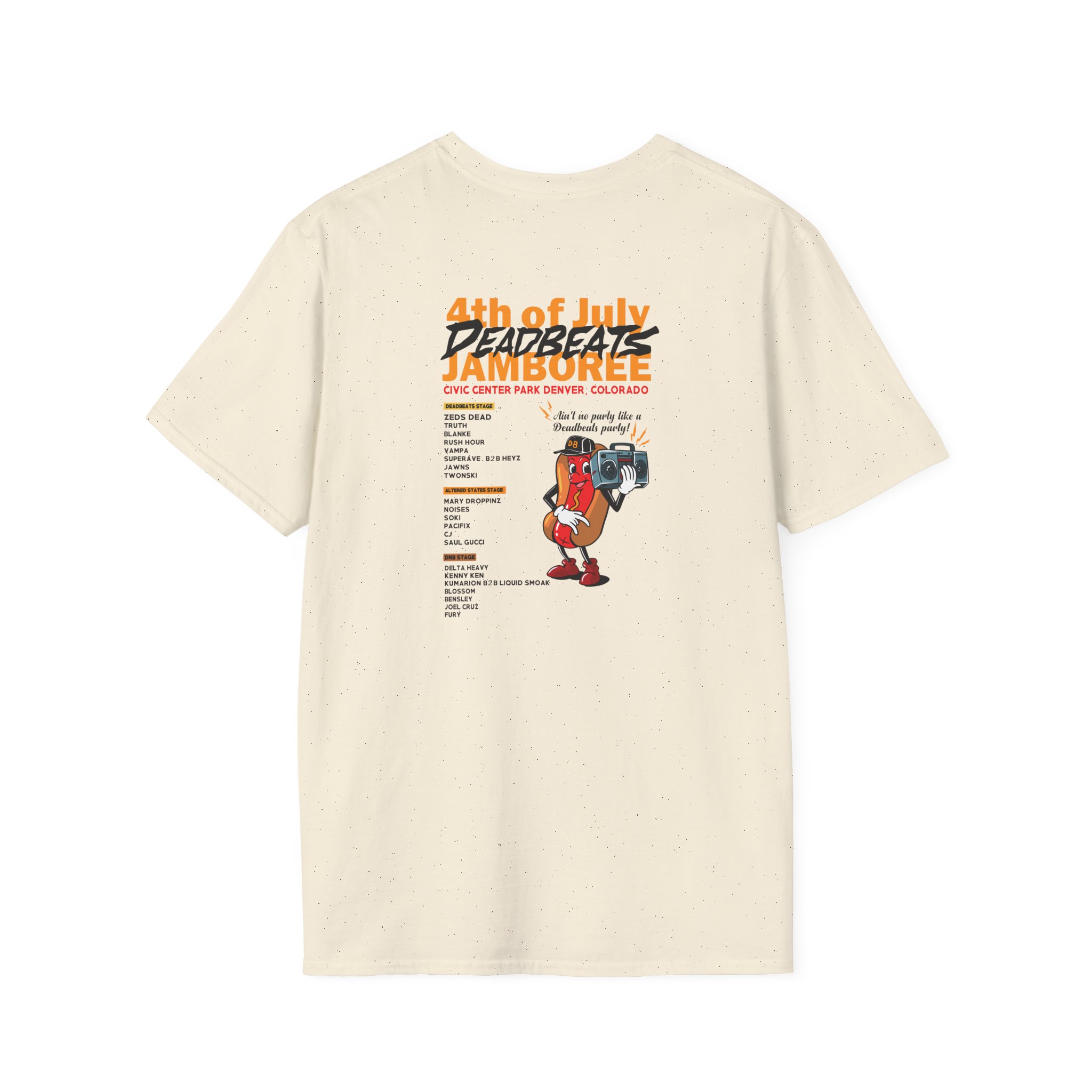 Deadbeats Jamboree Hot Dog Unisex Softstyle T-Shirt - Image 6