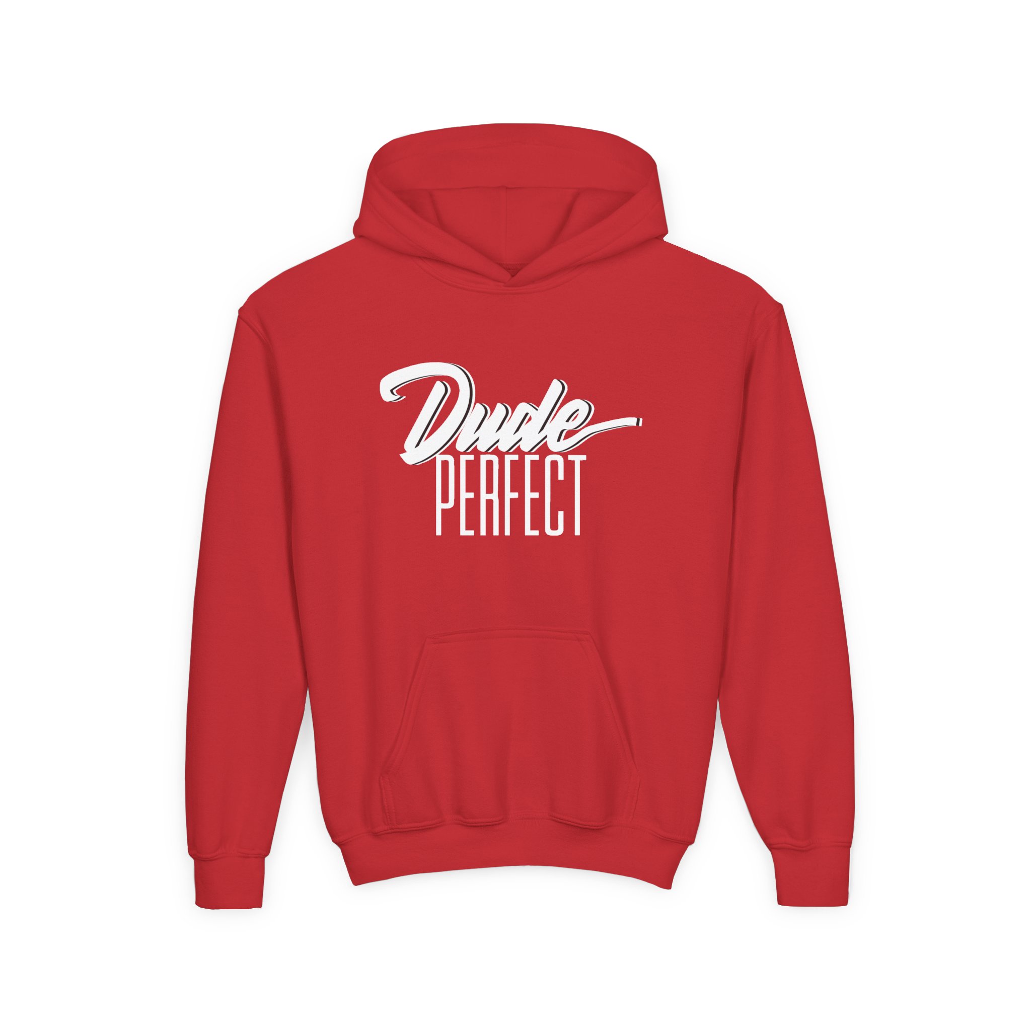 Dude Perfect Dude Script Youth Heavy Blend Hooded Sweatshirt - Image 15