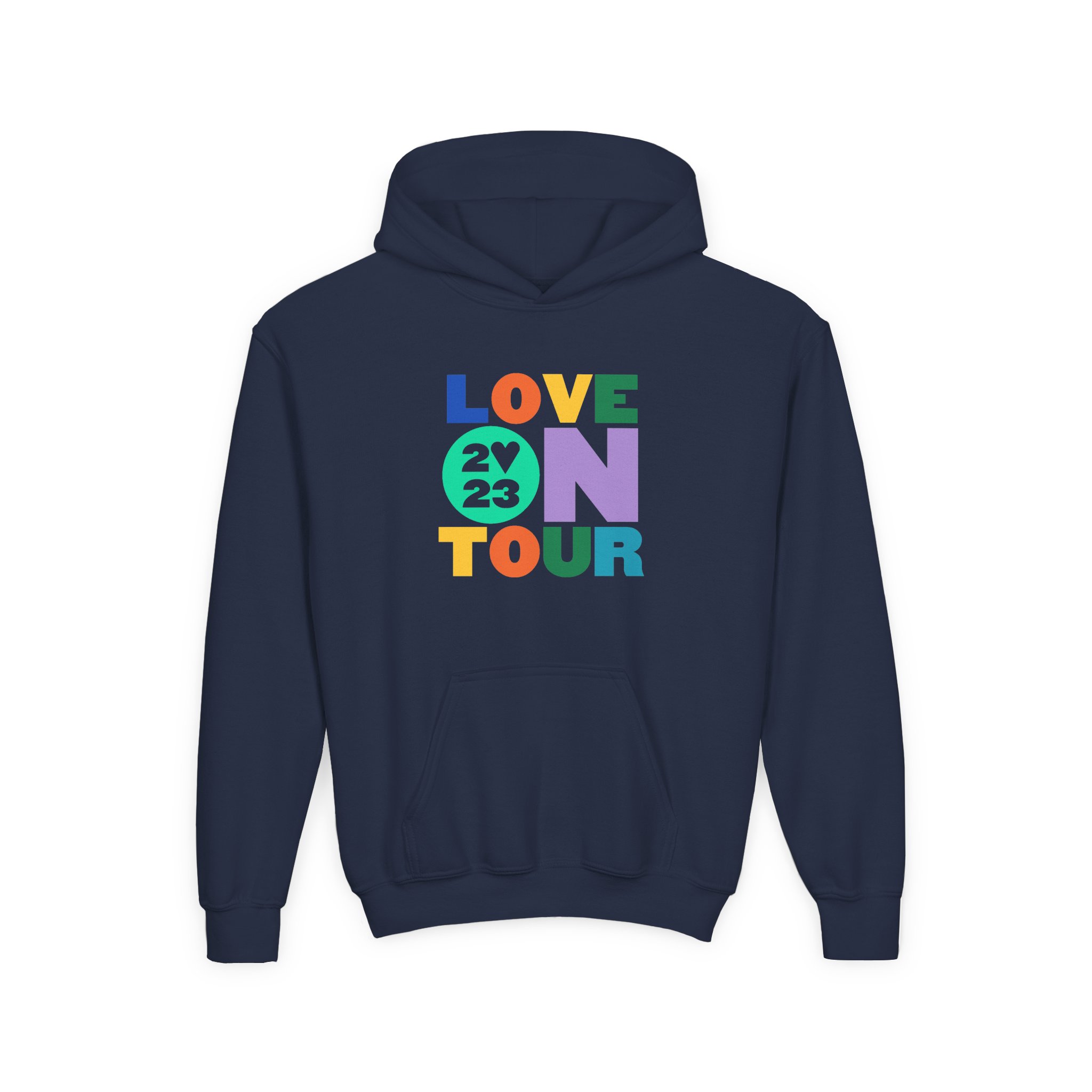 Love on Tour 2023 Youth Heavy Blend Hooded Sweatshirt - Image 7