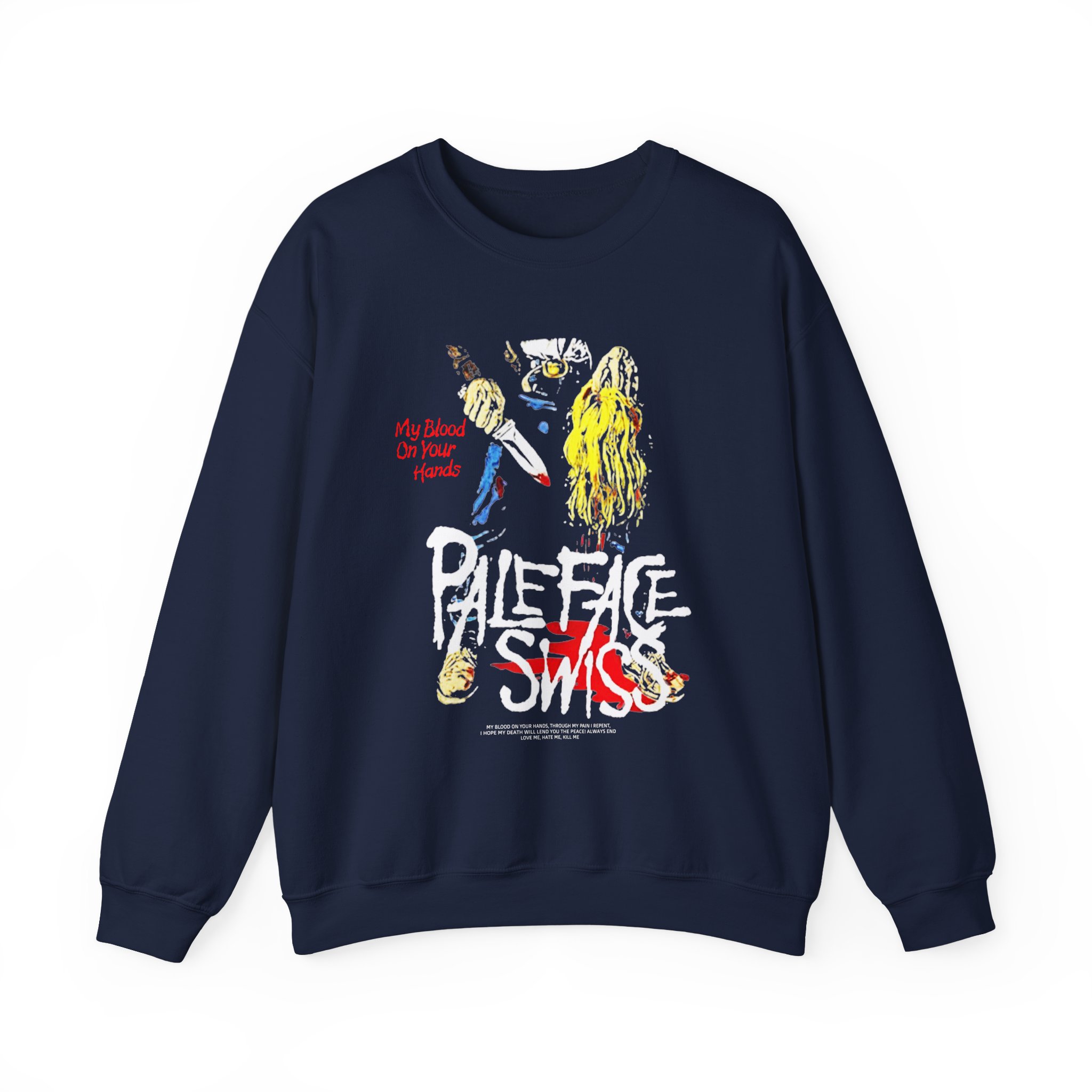 Paleface Swiss My Blood on Your Hands Washed Out Unisex Heavy Blend™ Crewneck Sweatshirt - Image 9
