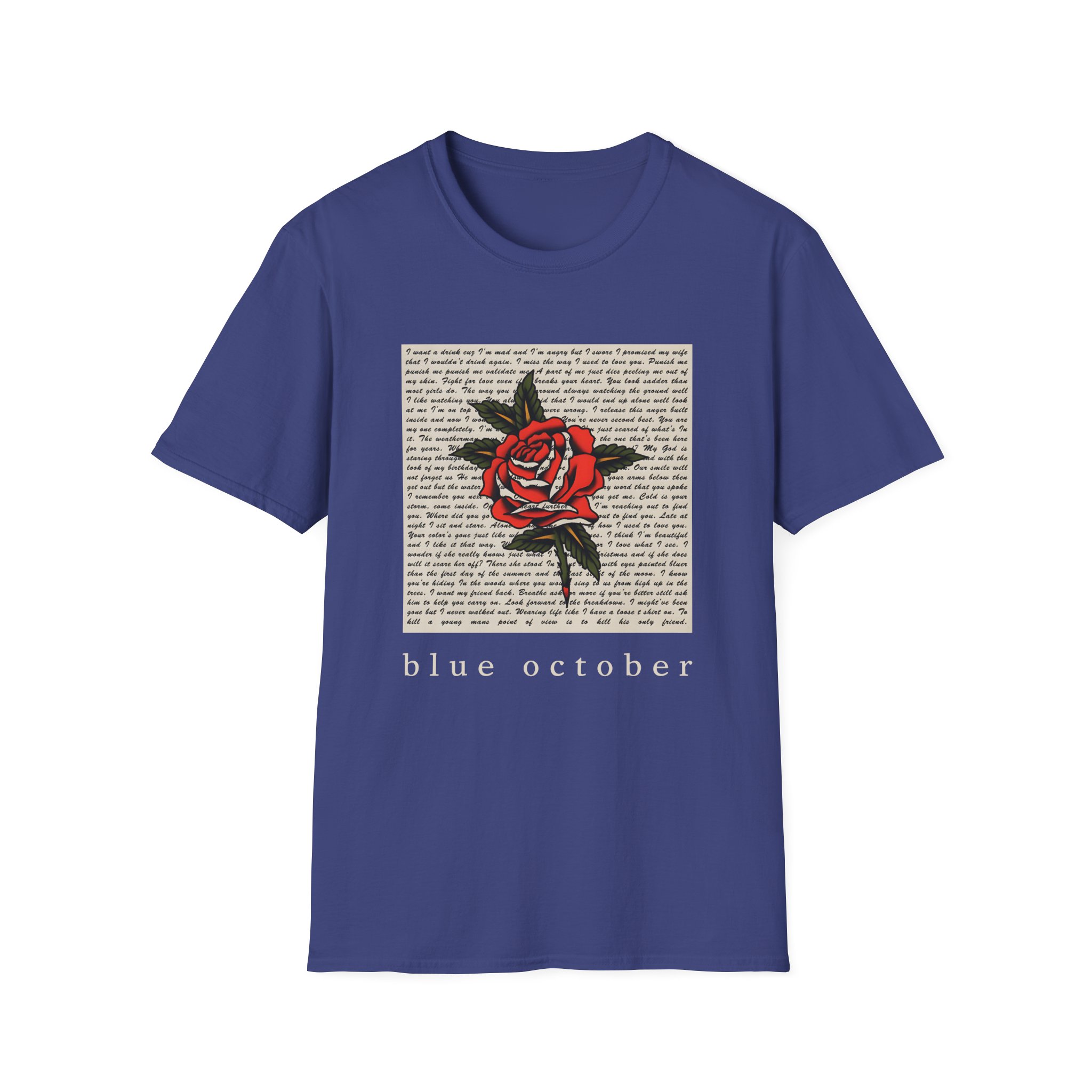 Blue October Rose Lyric Unisex Softstyle T-Shirt - Image 11
