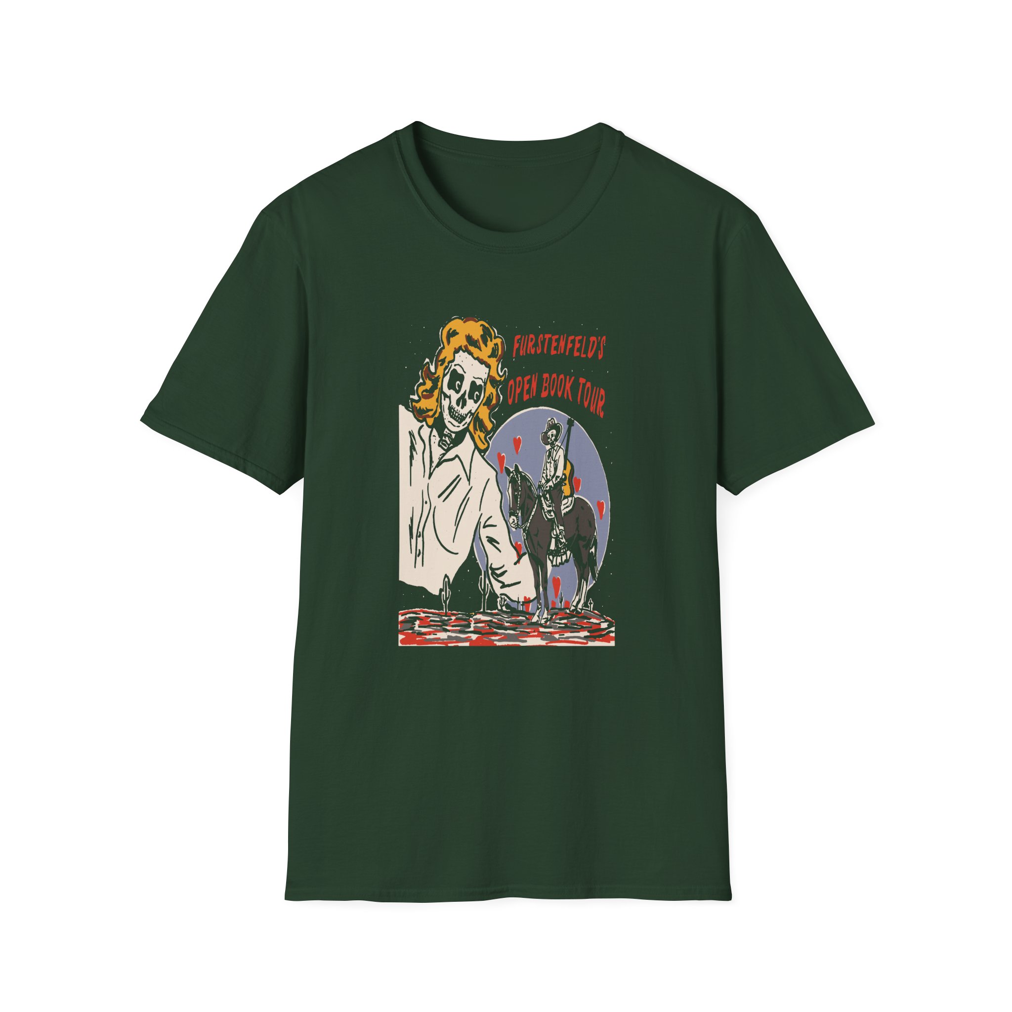 Blue October Open Book Skeleton Cowboy Unisex Softstyle T-Shirt - Image 5