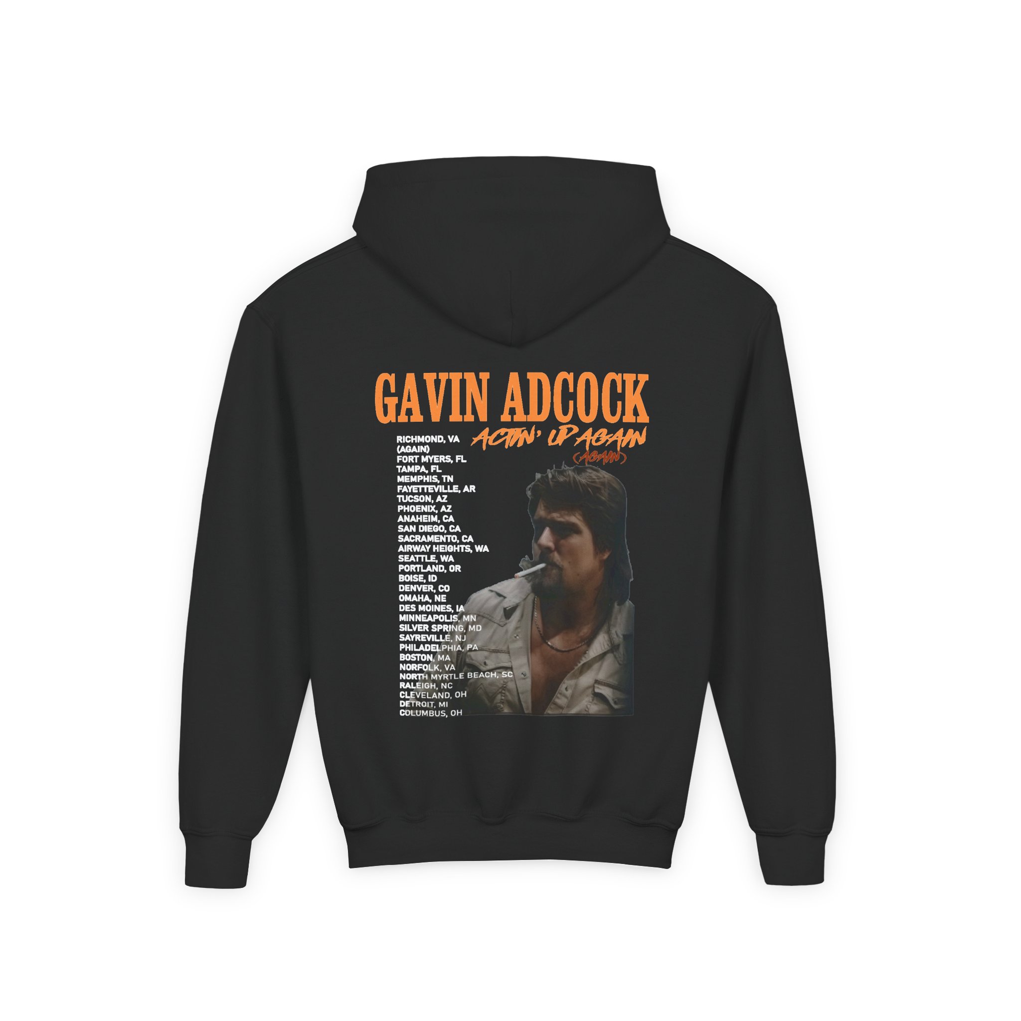 Gavin Adcock Actin' Up Again Tour Youth Heavy Blend Hooded Sweatshirt - Image 2