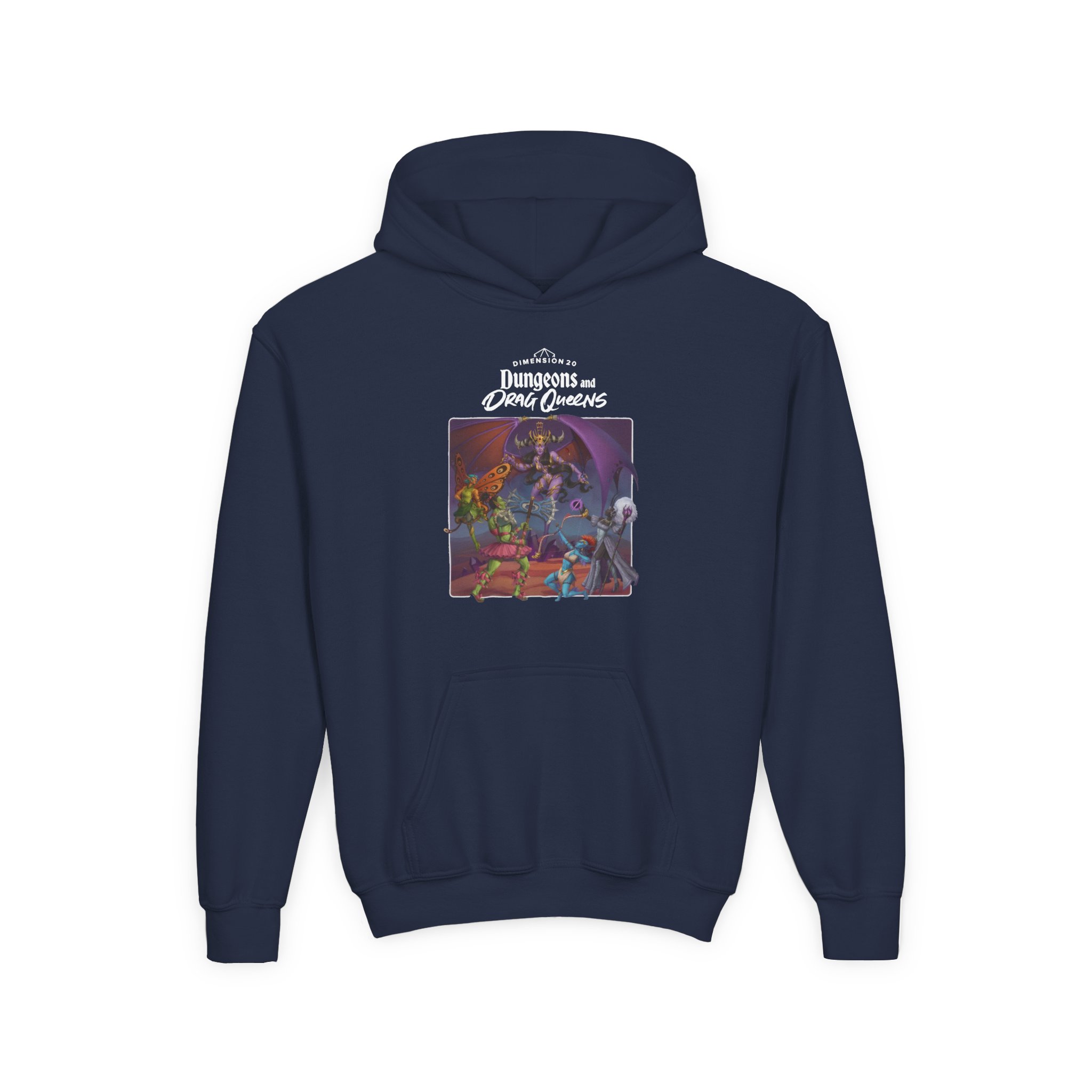 Dropout Dungeons and Drag Queens Youth Heavy Blend Hooded Sweatshirt - Image 7