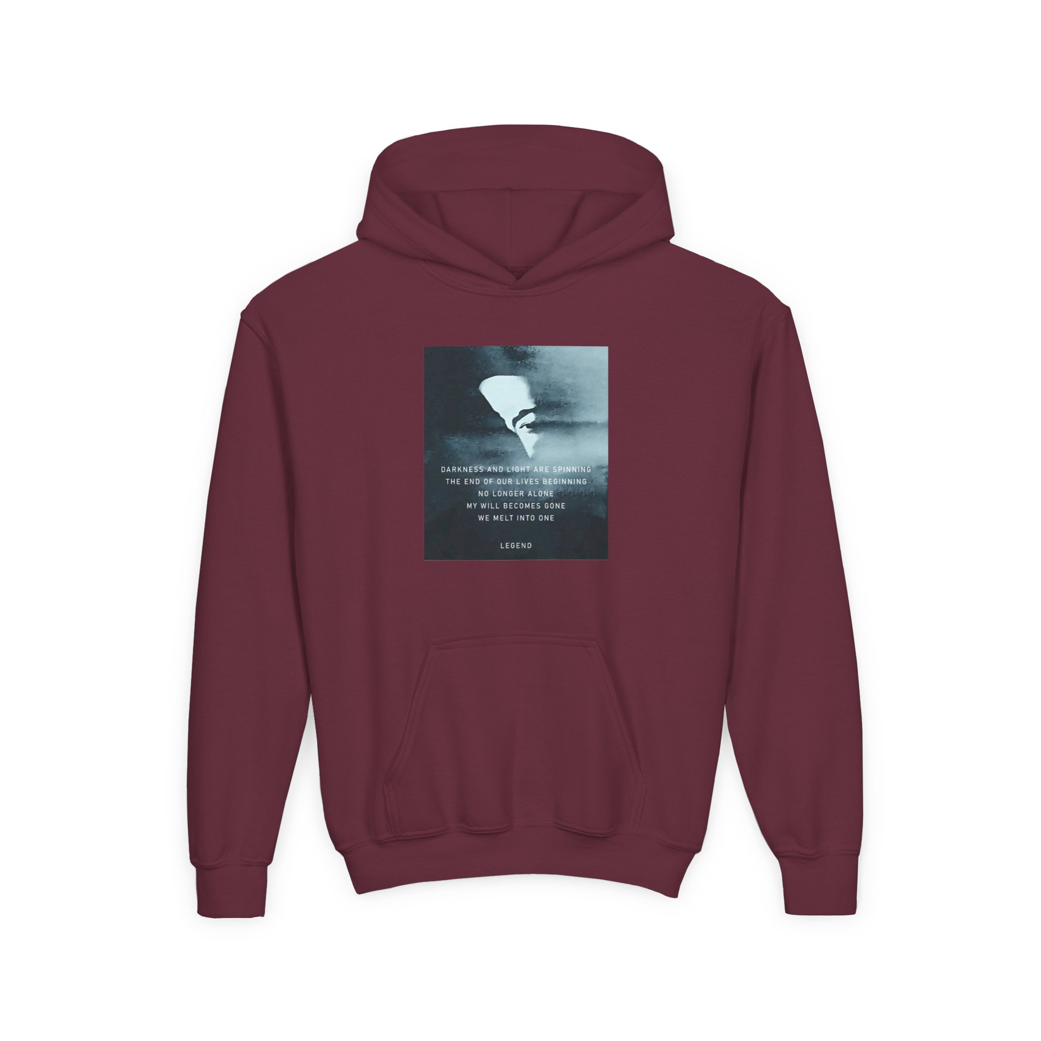 John Legend Darkness Lyrics Youth Heavy Blend Hooded Sweatshirt - Image 3