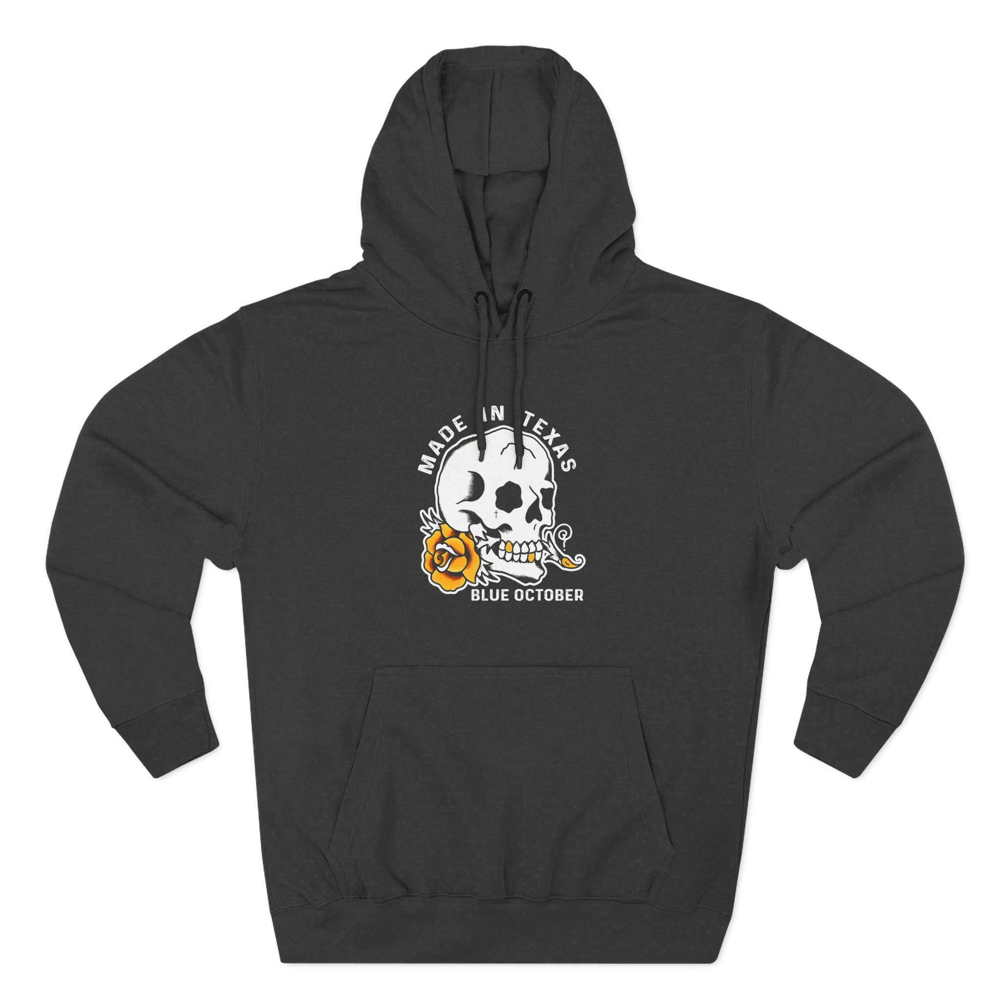 Blue October Skull Rose Three-Panel Fleece Hoodie - Image 3