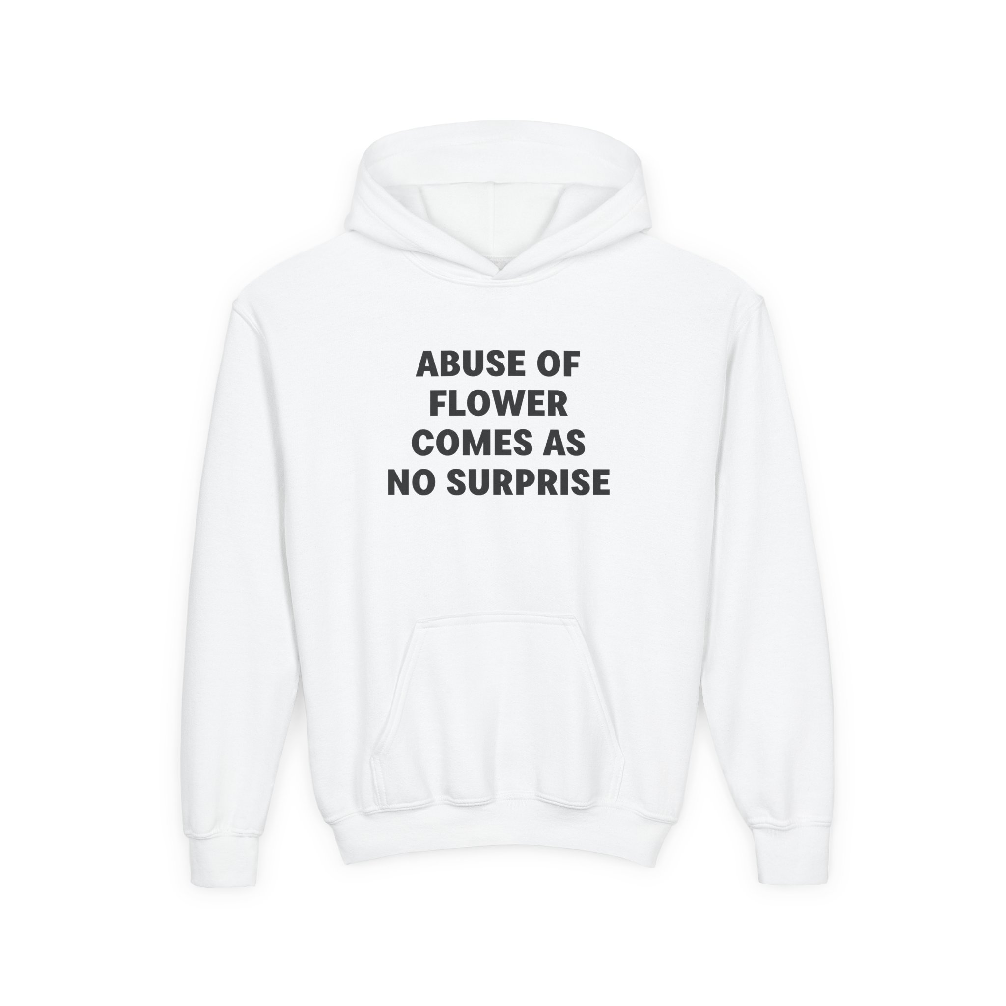 Jenny Holzer Abuse of Flower Comes as No Surprise Youth Heavy Blend Hooded Sweatshirt