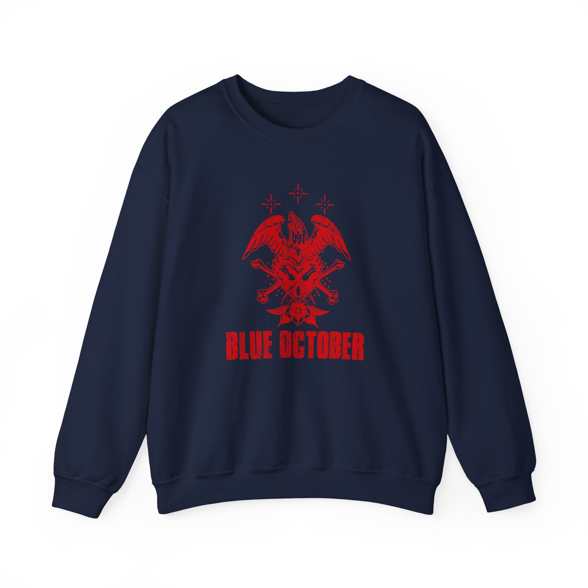 Blue October Heart Eagle Splatter Unisex Heavy Blend™ Crewneck Sweatshirt - Image 7