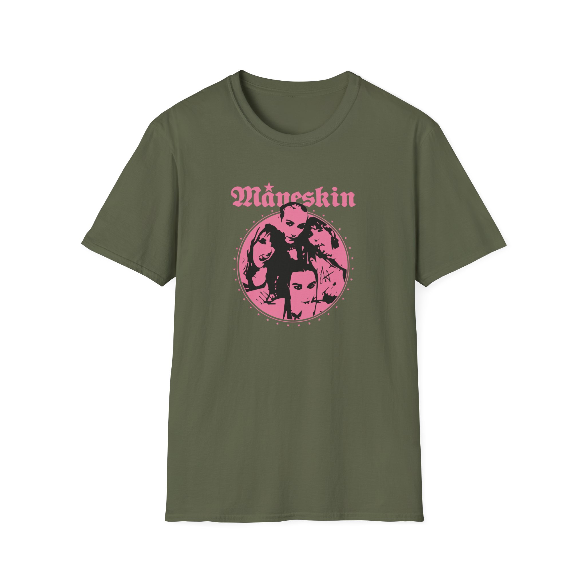 Maneskin Pink Fisheye Band Unisex Softstyle T-Shirt - Image 5