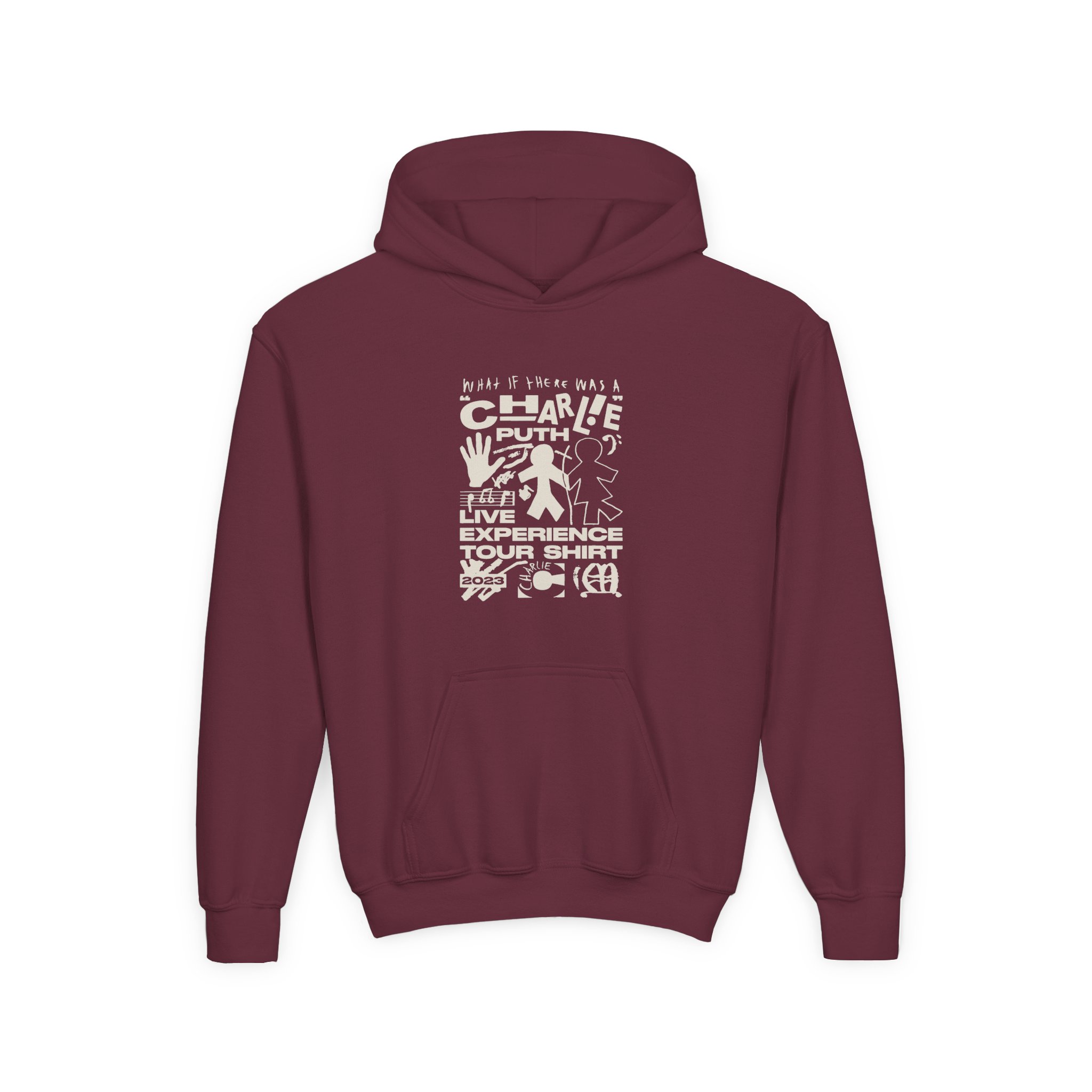 Charlie Puth What If There Was A Tour Youth Heavy Blend Hooded Sweatshirt - Image 3