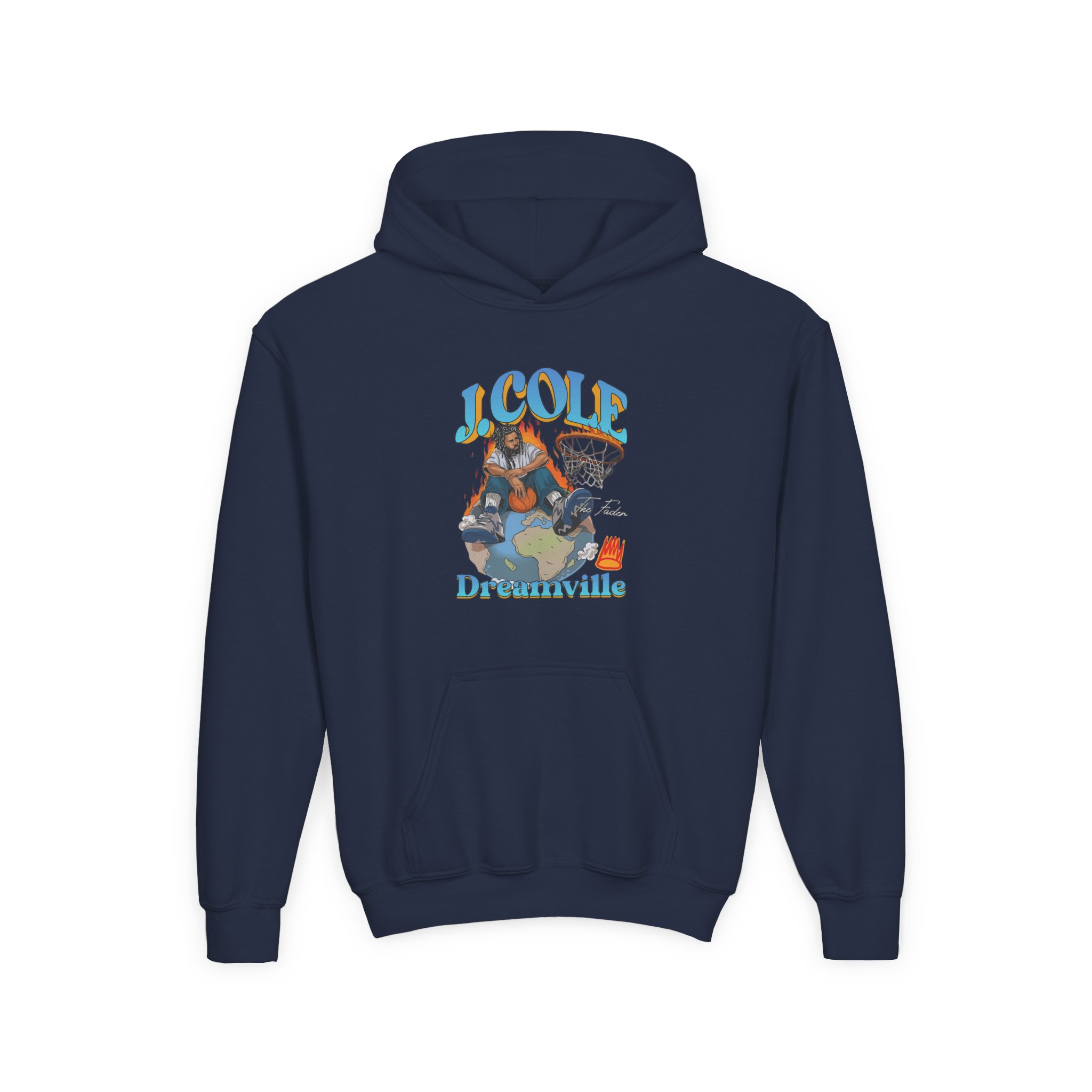 J Cole "Dreamville World" Youth Heavy Blend Hooded Sweatshirt - Image 9