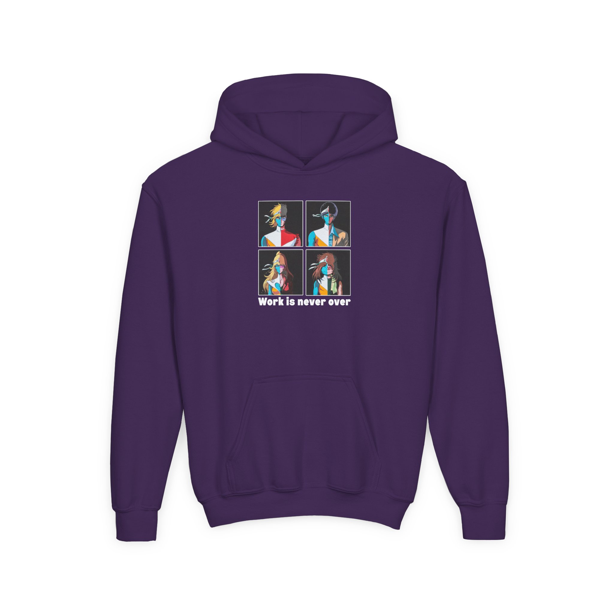 Daft Punk Work is never over Youth Heavy Blend Hooded Sweatshirt - Image 15