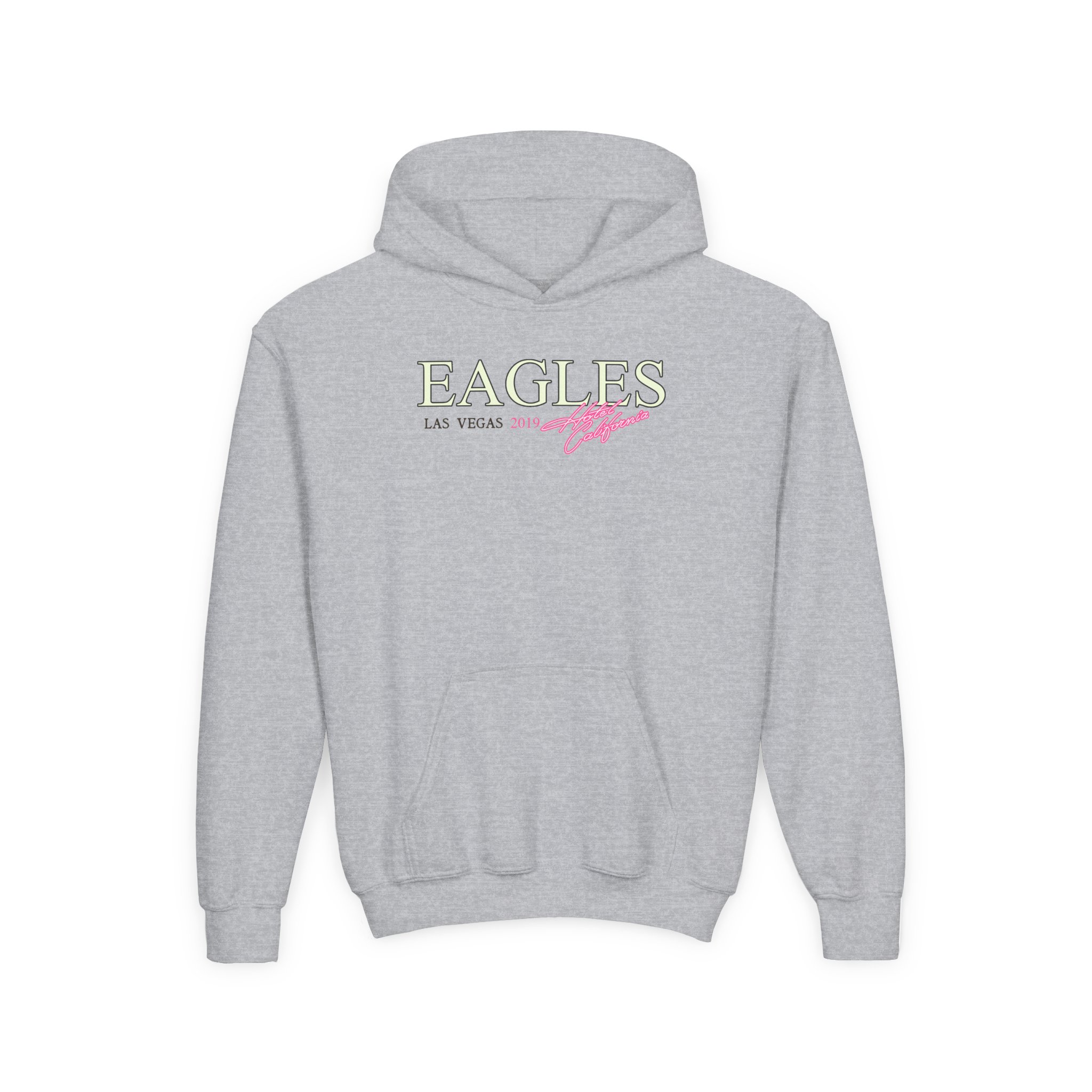 Youth The Eagles Hotel California Las Vegas 2019 Heavy Blend Hooded Sweatshirt - Image 3