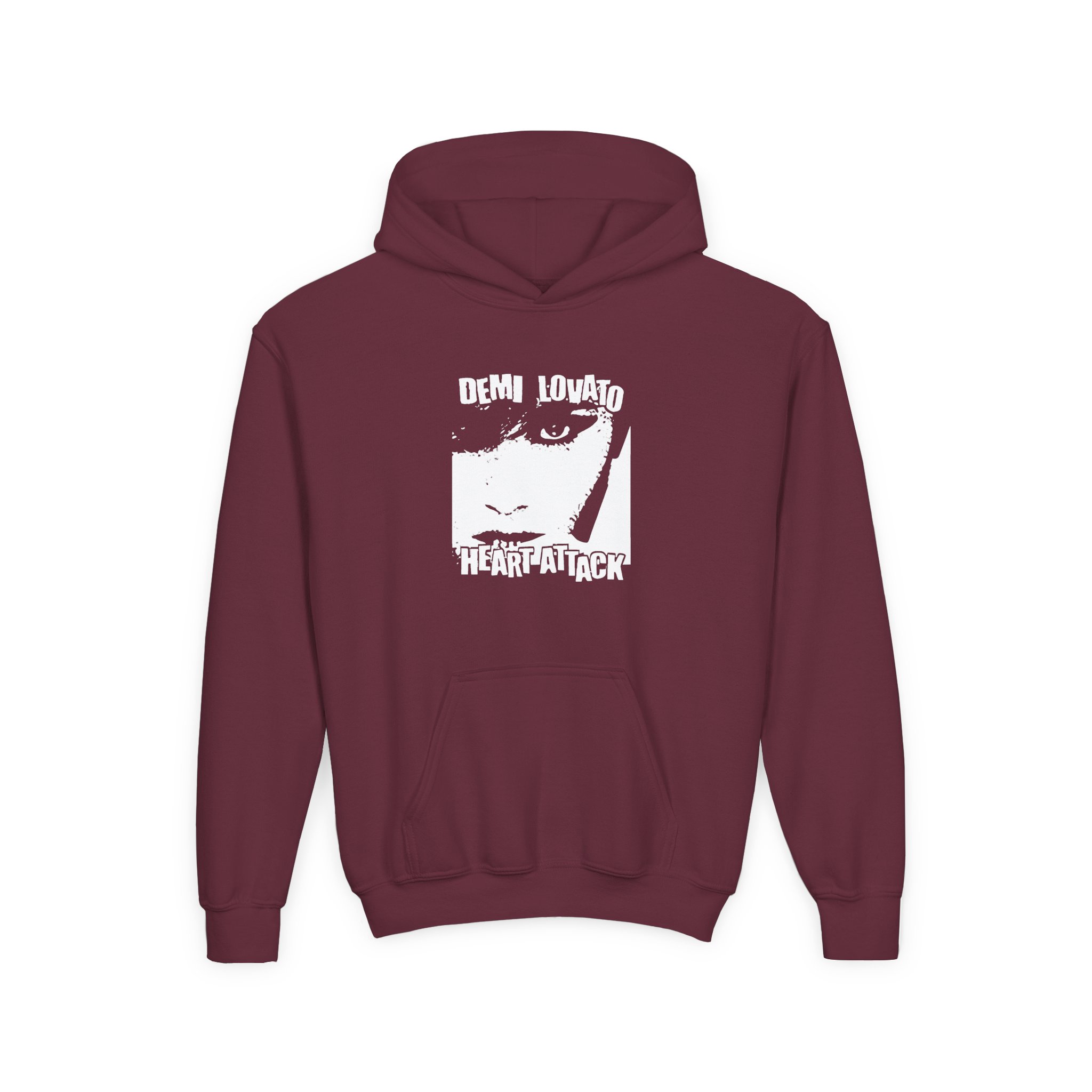 D L Heart Attack Anniversary Youth Heavy Blend Hooded Sweatshirt - Image 3