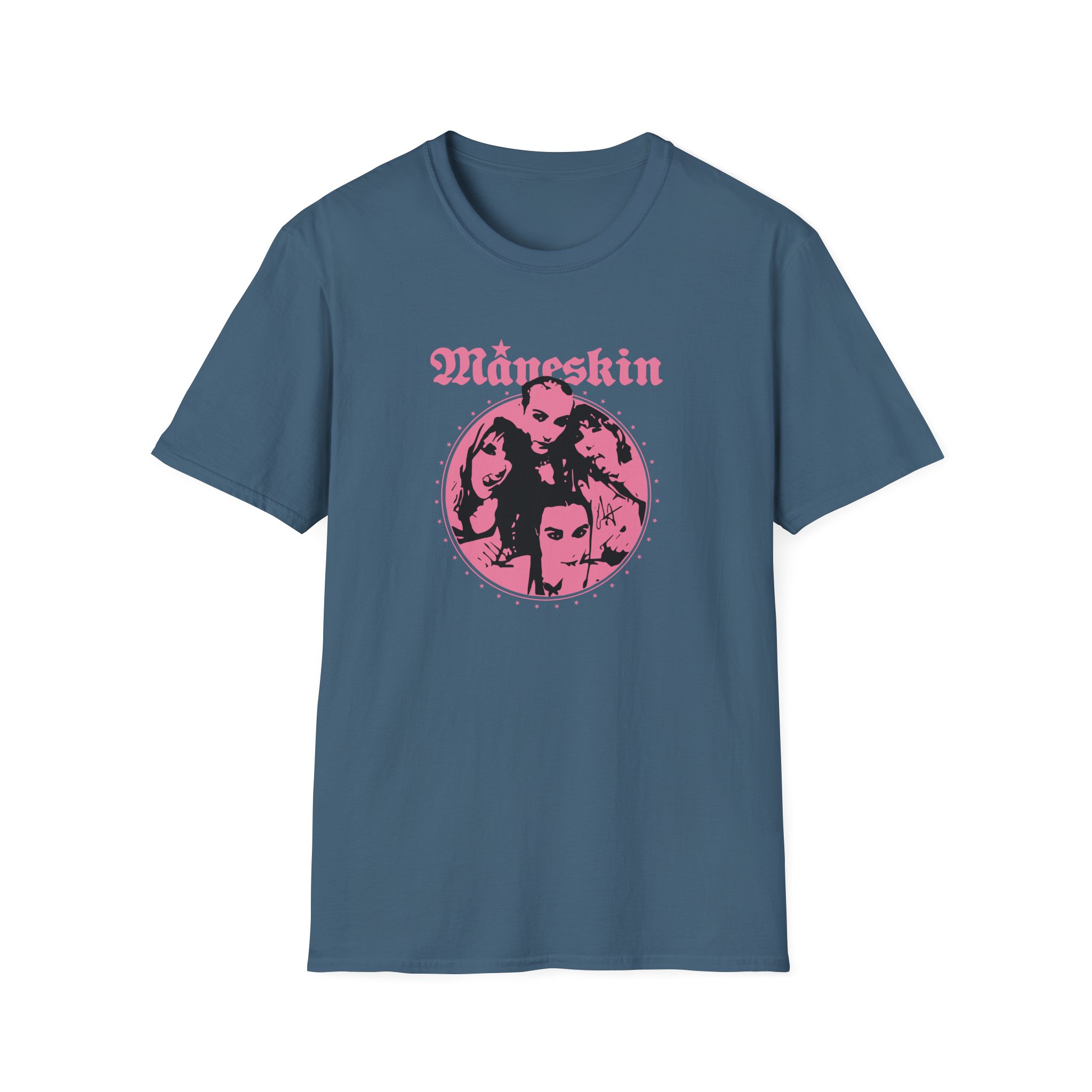 Maneskin Pink Fisheye Band Unisex Softstyle T-Shirt - Image 9
