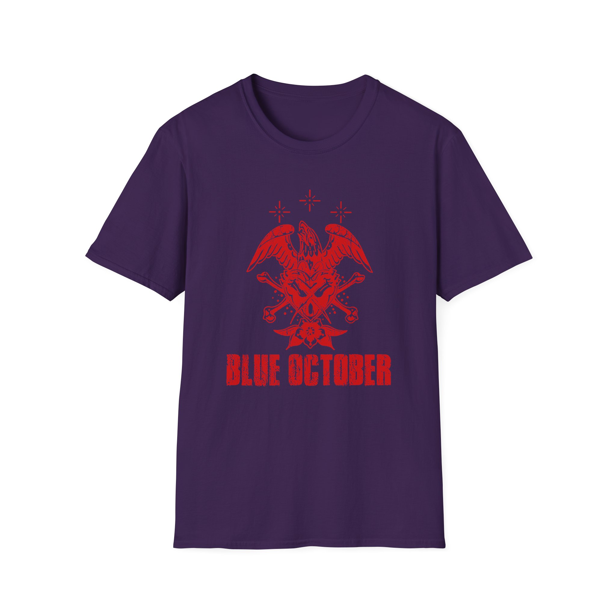 Blue October Heart Eagle Splatter Unisex Softstyle T-Shirt - Image 9